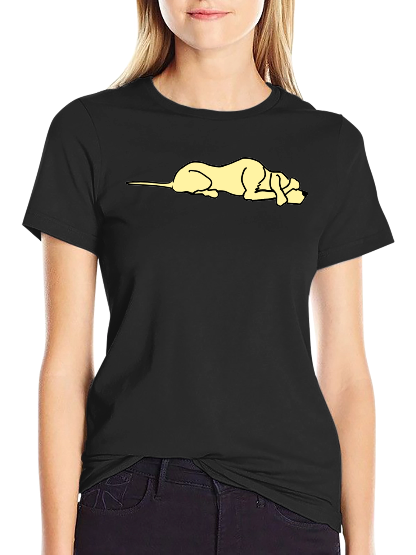 Black Lazy Dog Graphic T-Shirt - Casual Cotton Tee view 2