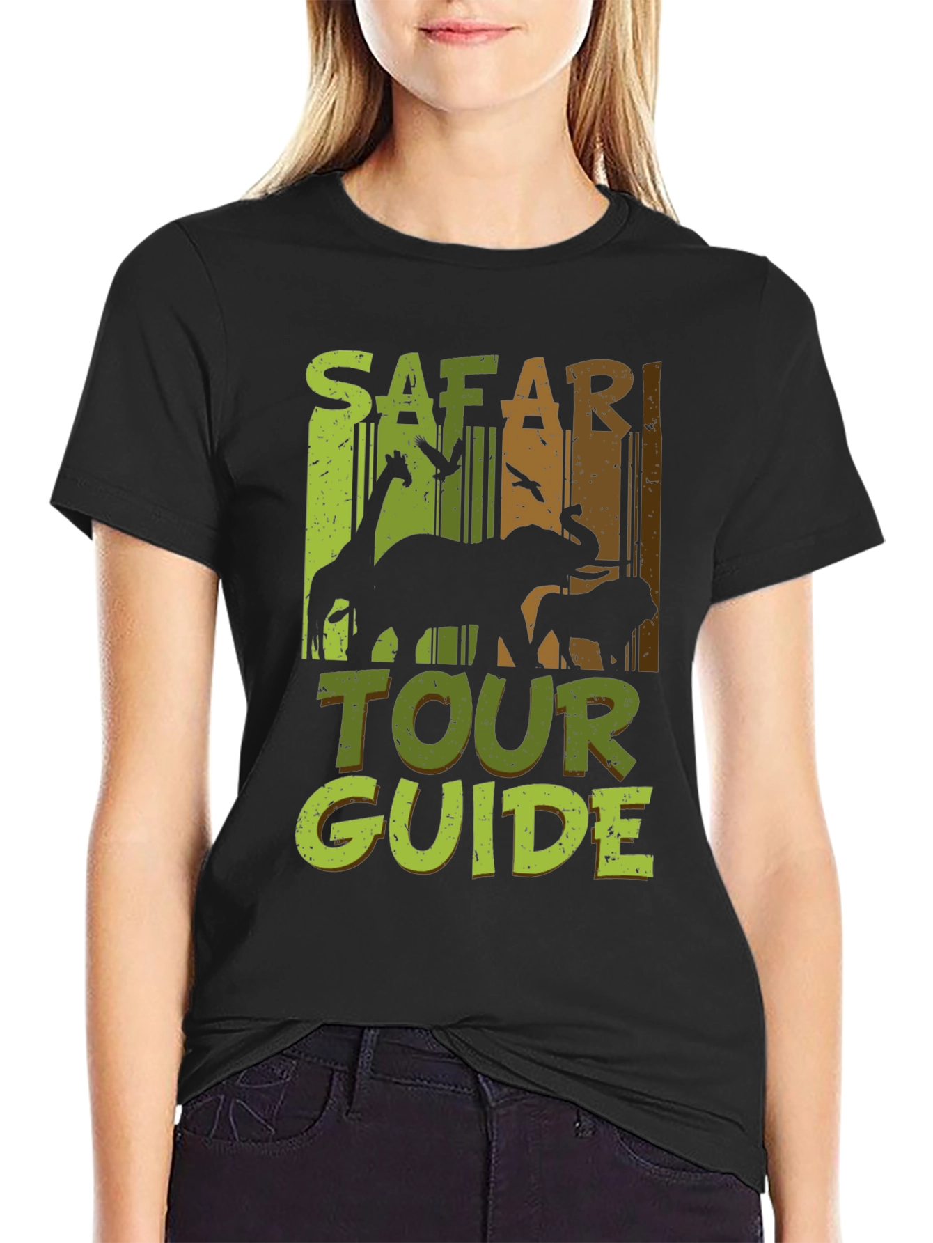 Black Safari Tour Guide Graphic T-Shirt view 2