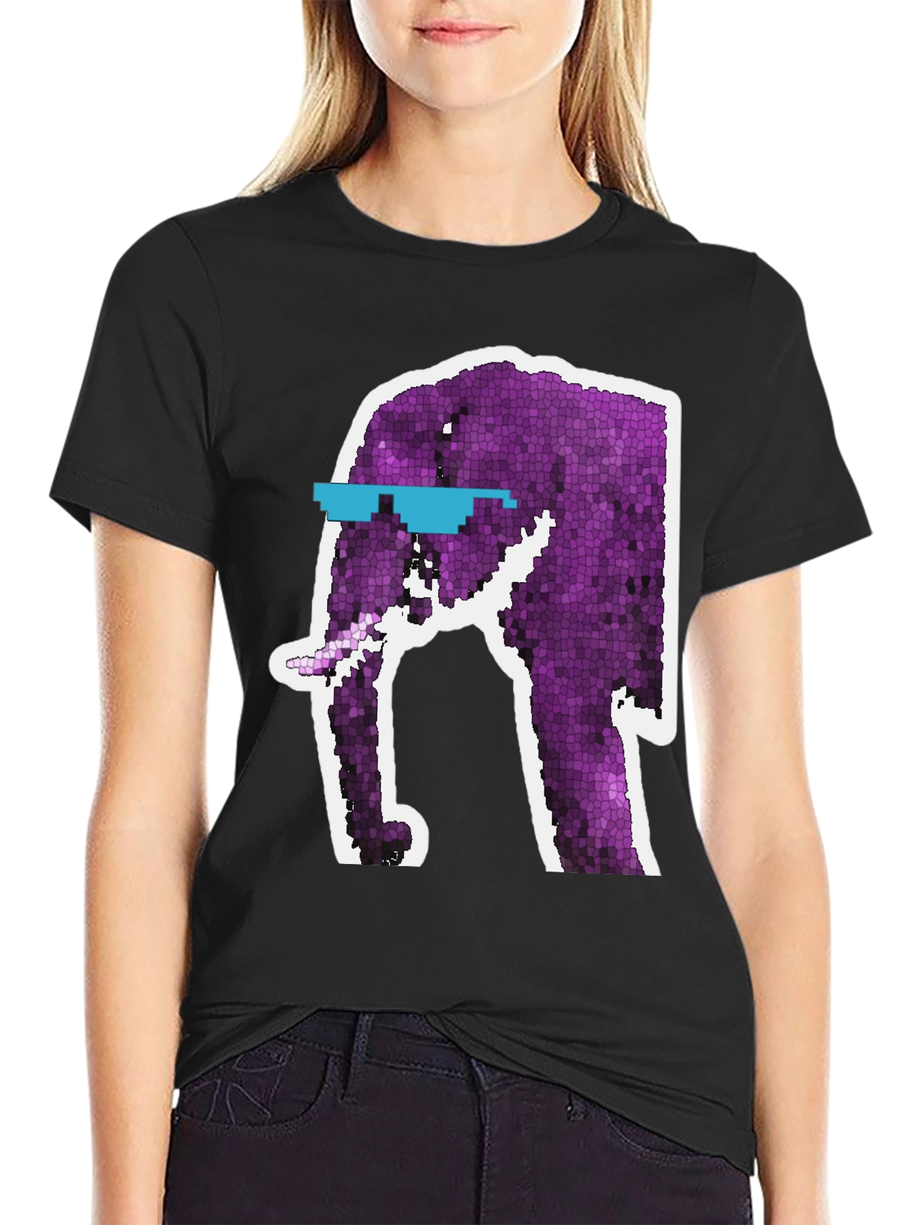 Black Cool Elephant Graphic Tee - Black Cotton T-Shirt view 2