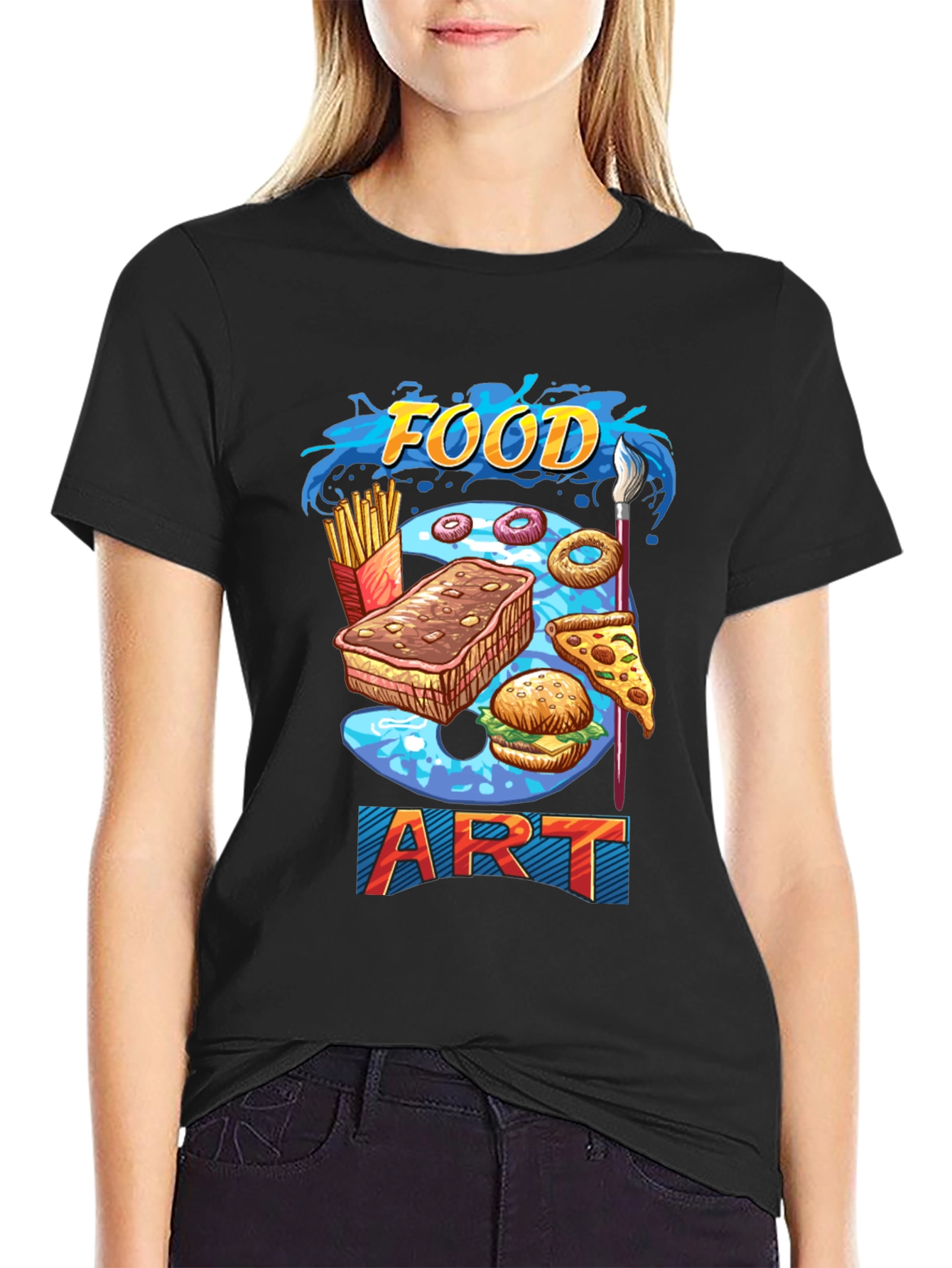 Black Food Art Graphic T-Shirt view 2