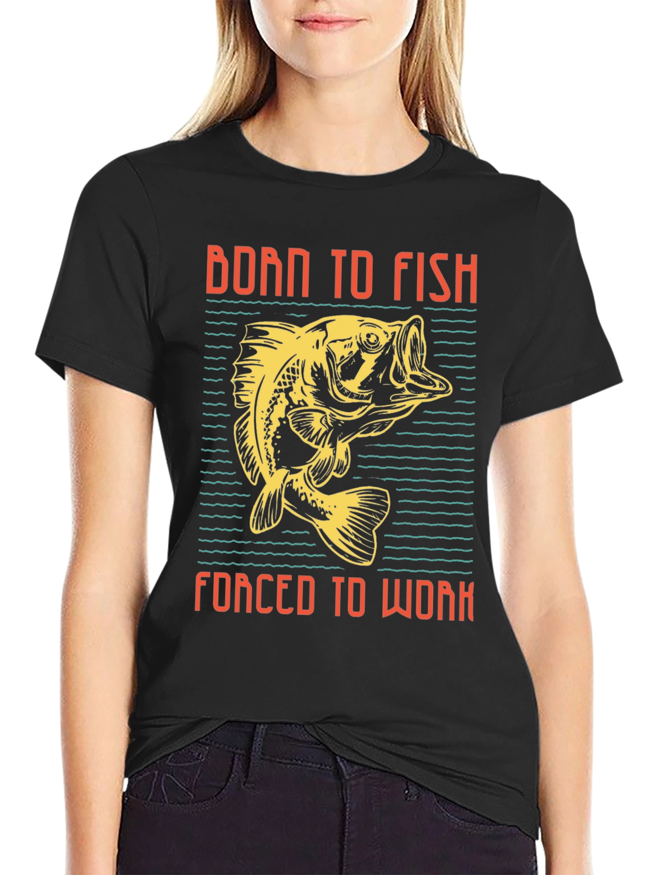 Black Born to Fish T-Shirt view 2