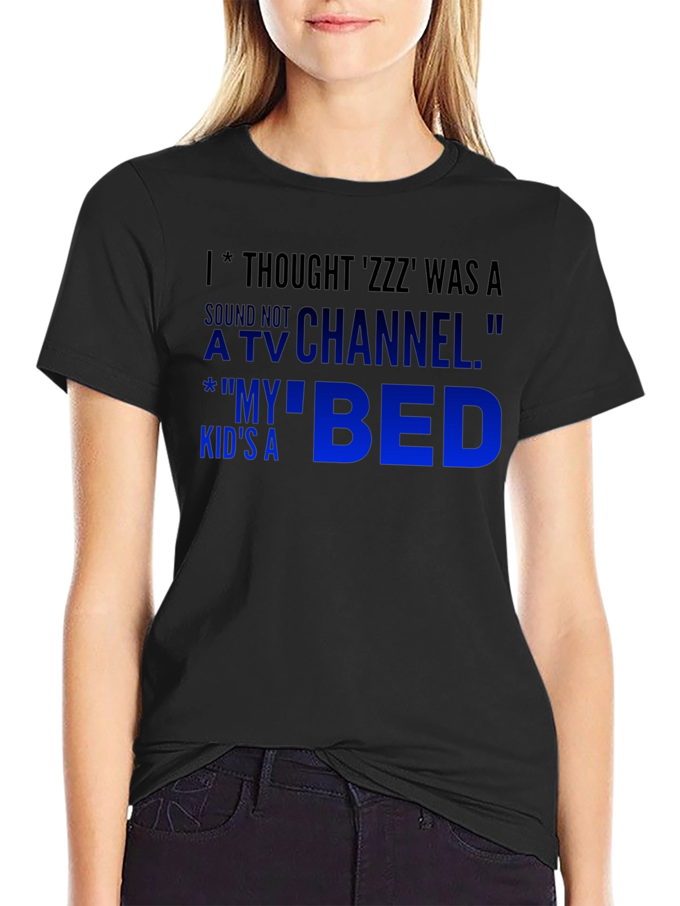 Black Funny 'ZZZ' Thought T-Shirt view 2