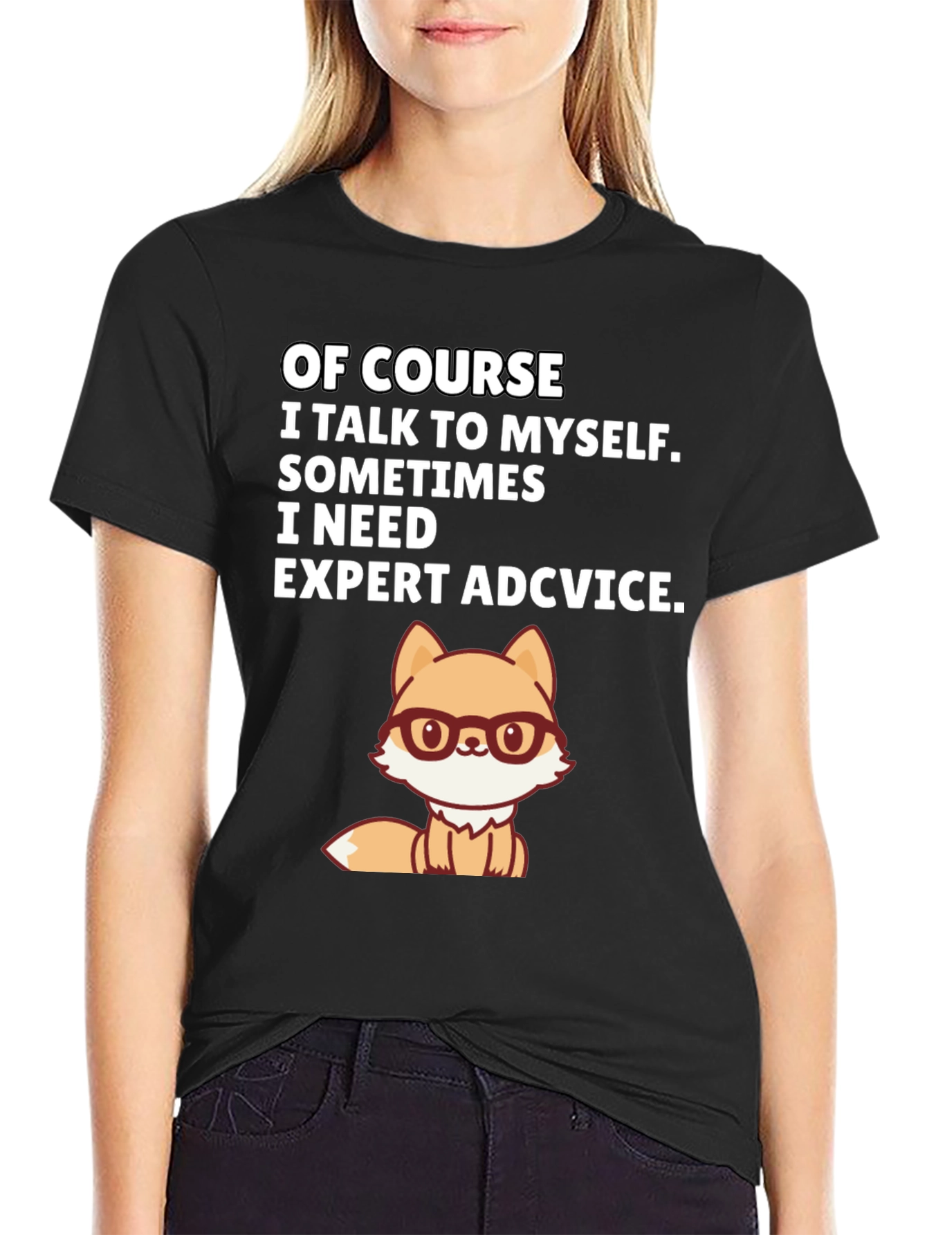 Black Funny Fox Expert Advice Graphic Tee view 2