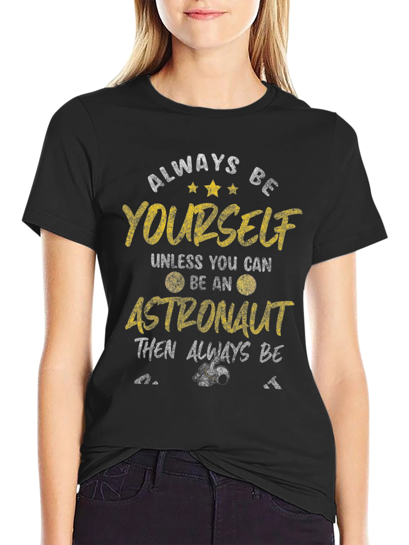 Black Always Be Yourself Astronaut Graphic Tee view 2