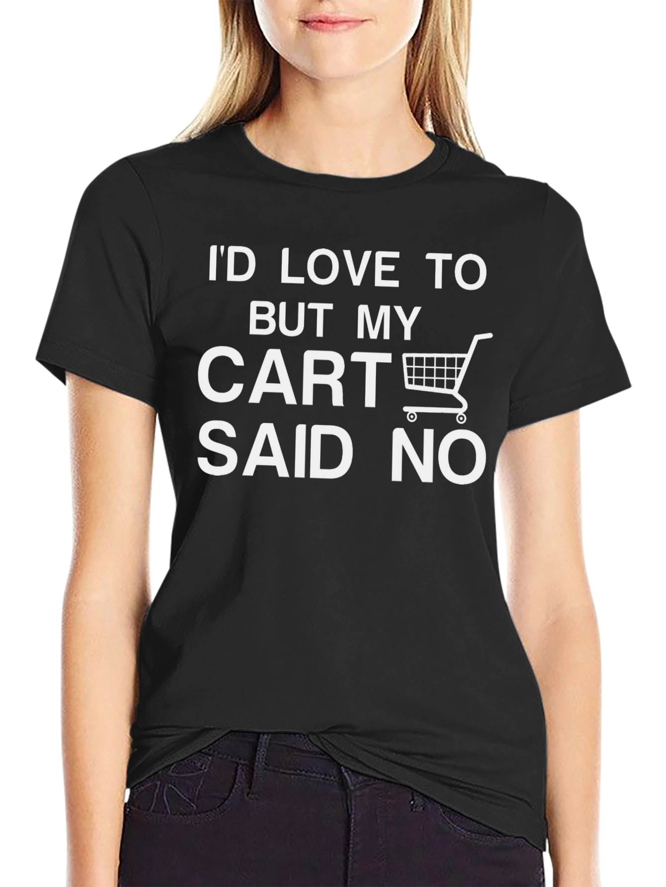 Black Funny 'Cart Said No' Black Graphic T-Shirt view 2