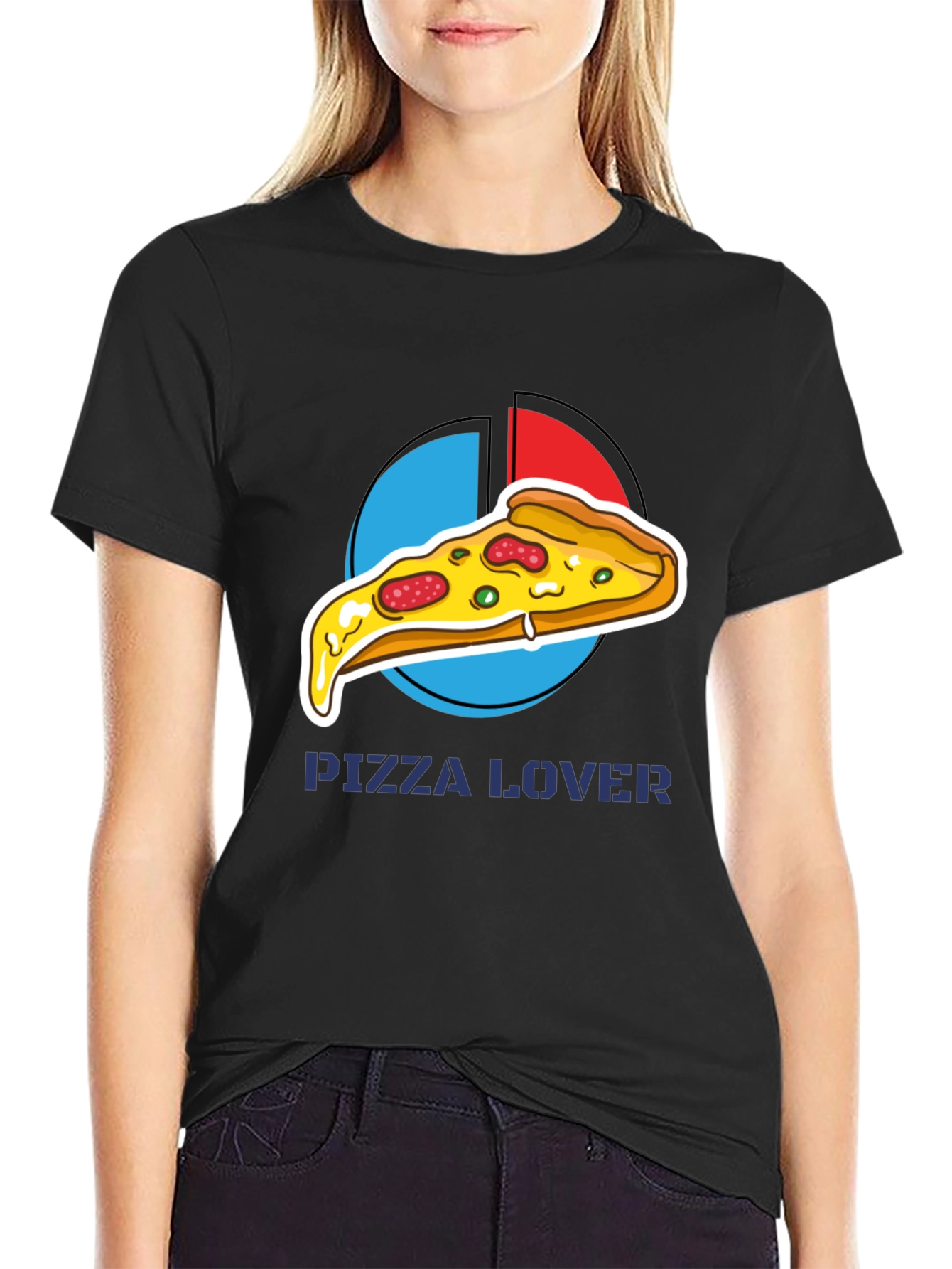 Black Pizza Lover Graphic Tee - Casual Comfort view 2