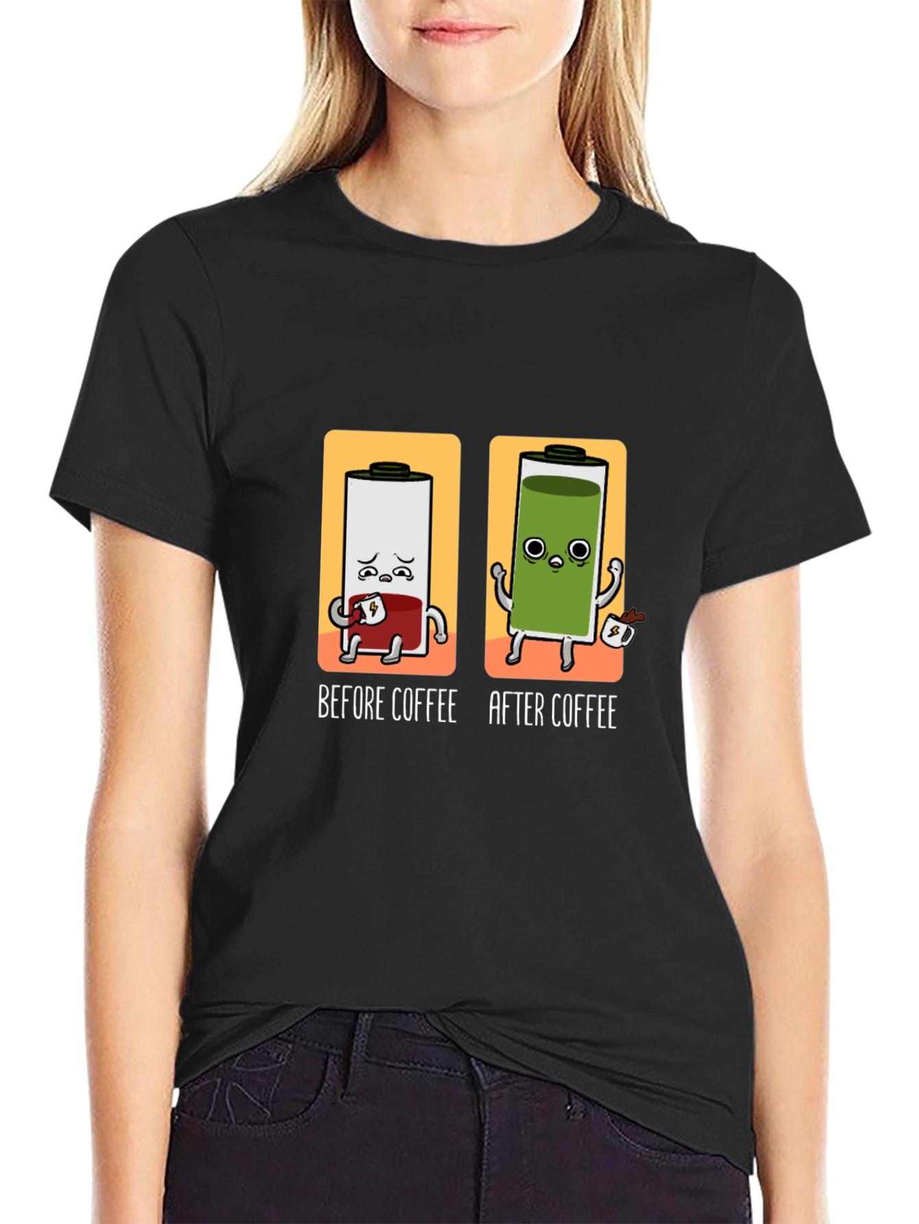 Coffee Lover T-Shirt - Before and After Funny Battery - 2