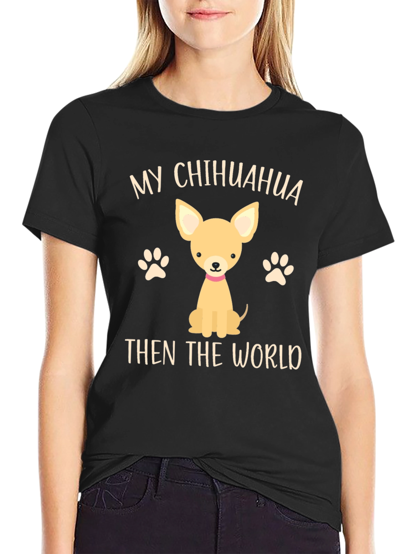 Black My Chihuahua Then The World Novelty T-Shirt view 2