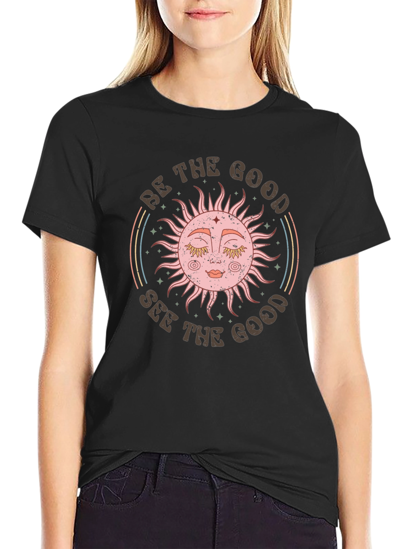 Black Be The Good Sun Graphic Tee - Black Cotton Shirt view 2