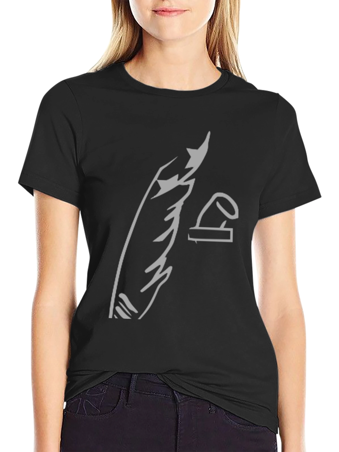 Black Abstract Graphic Print Black Tee view 2