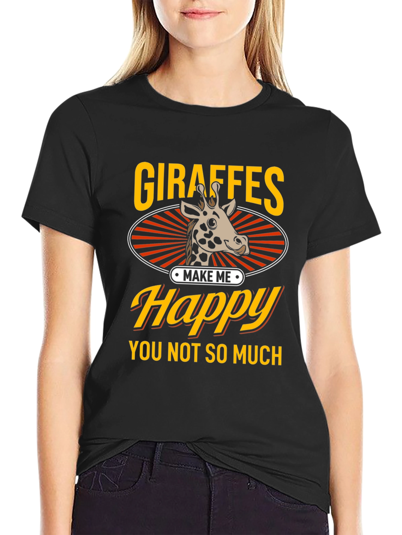 Black Giraffe Lover Graphic Tee - Funny Animal Shirt view 2