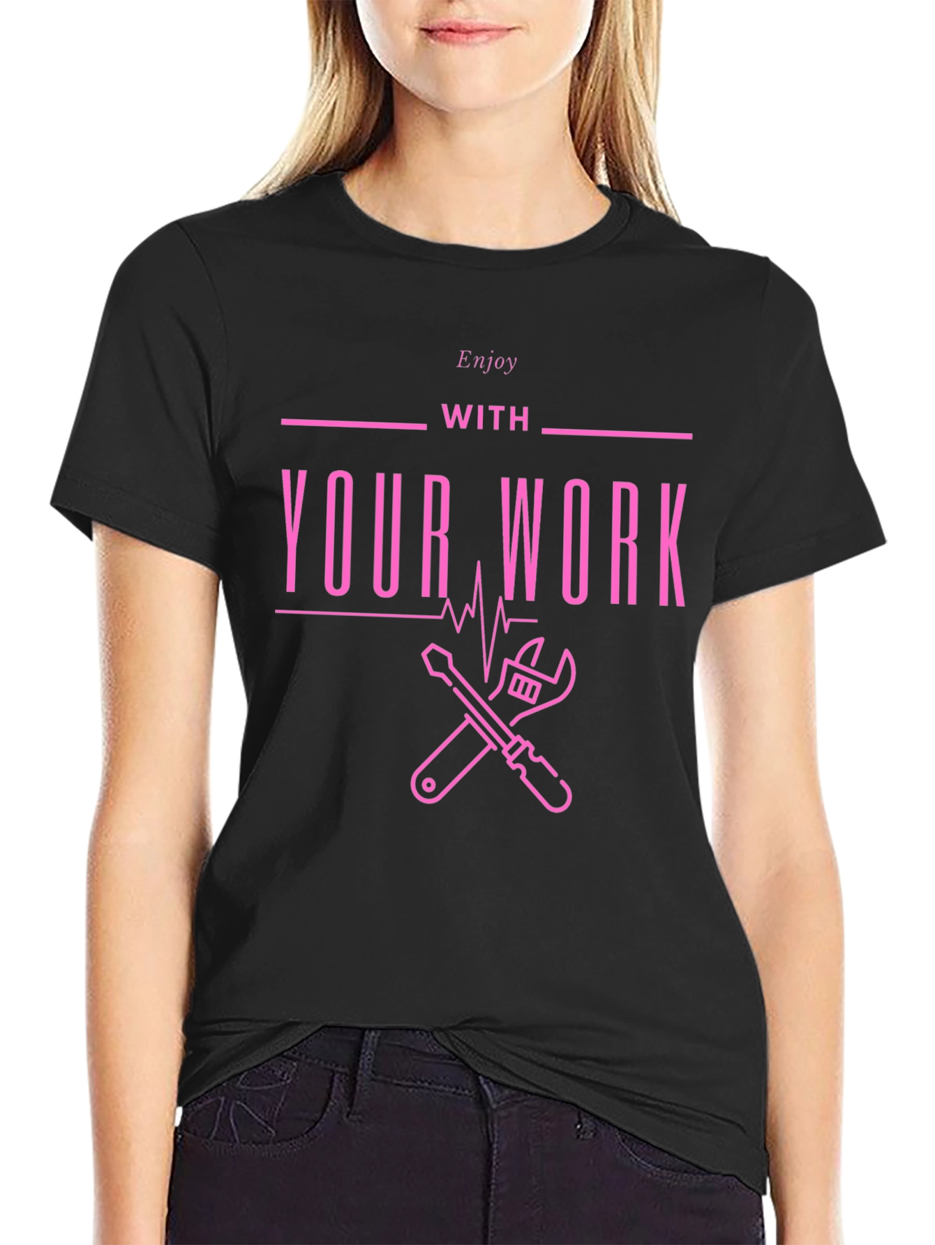 Black Enjoy Your Work Graphic Tee - Black view 2