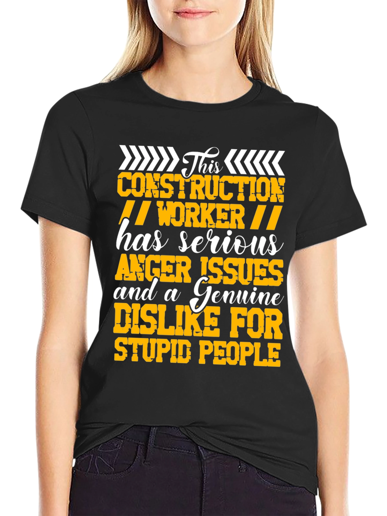 Black Construction Worker Serious Anger Issues Graphic Tee view 2