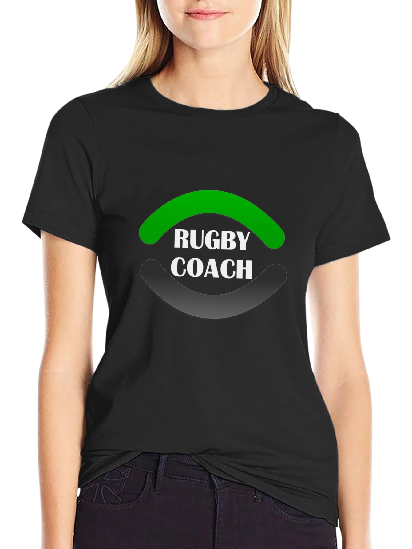 Black Rugby Coach Black T-Shirt view 2
