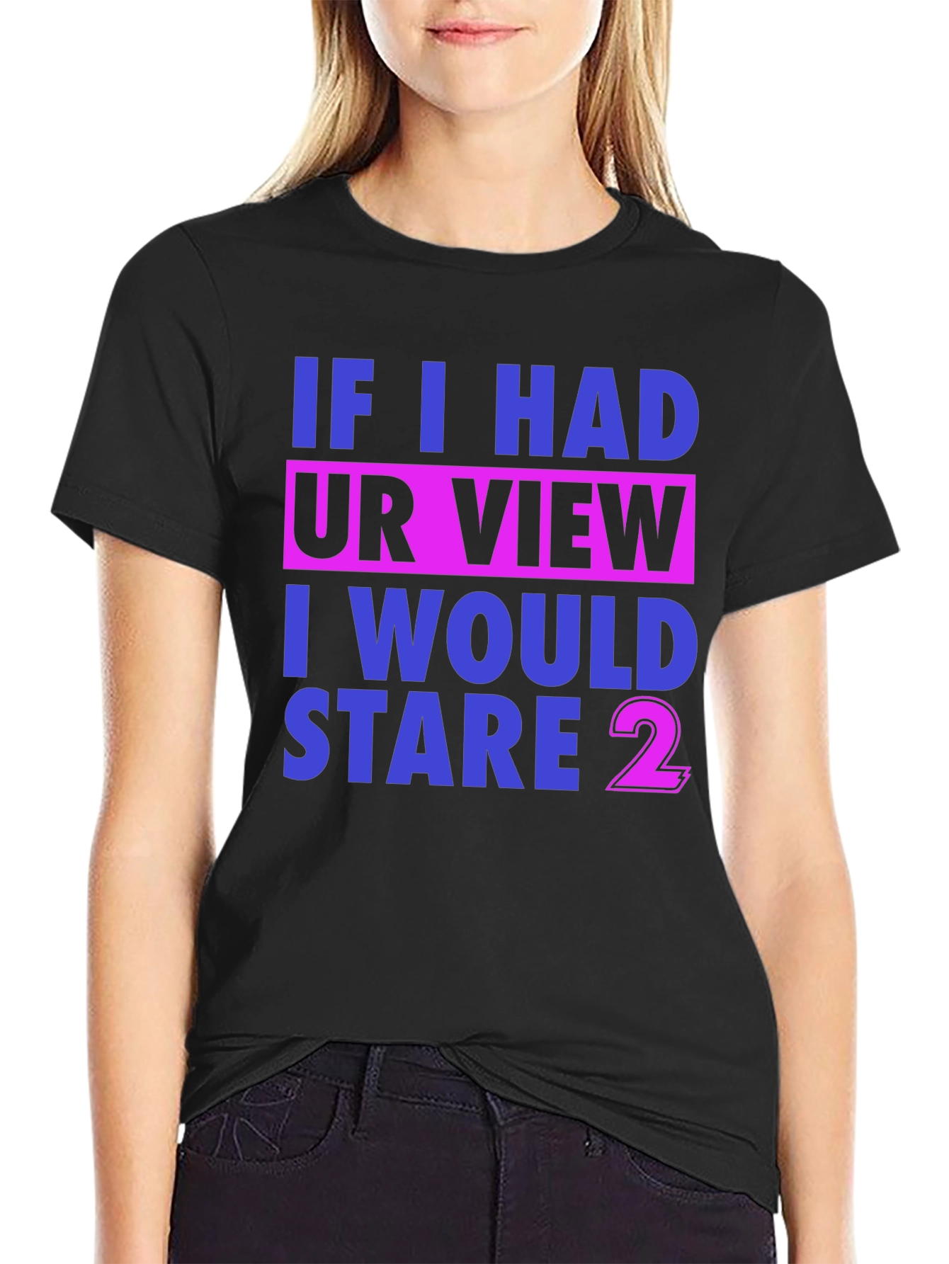 Black Funny Stare Graphic T-Shirt view 2