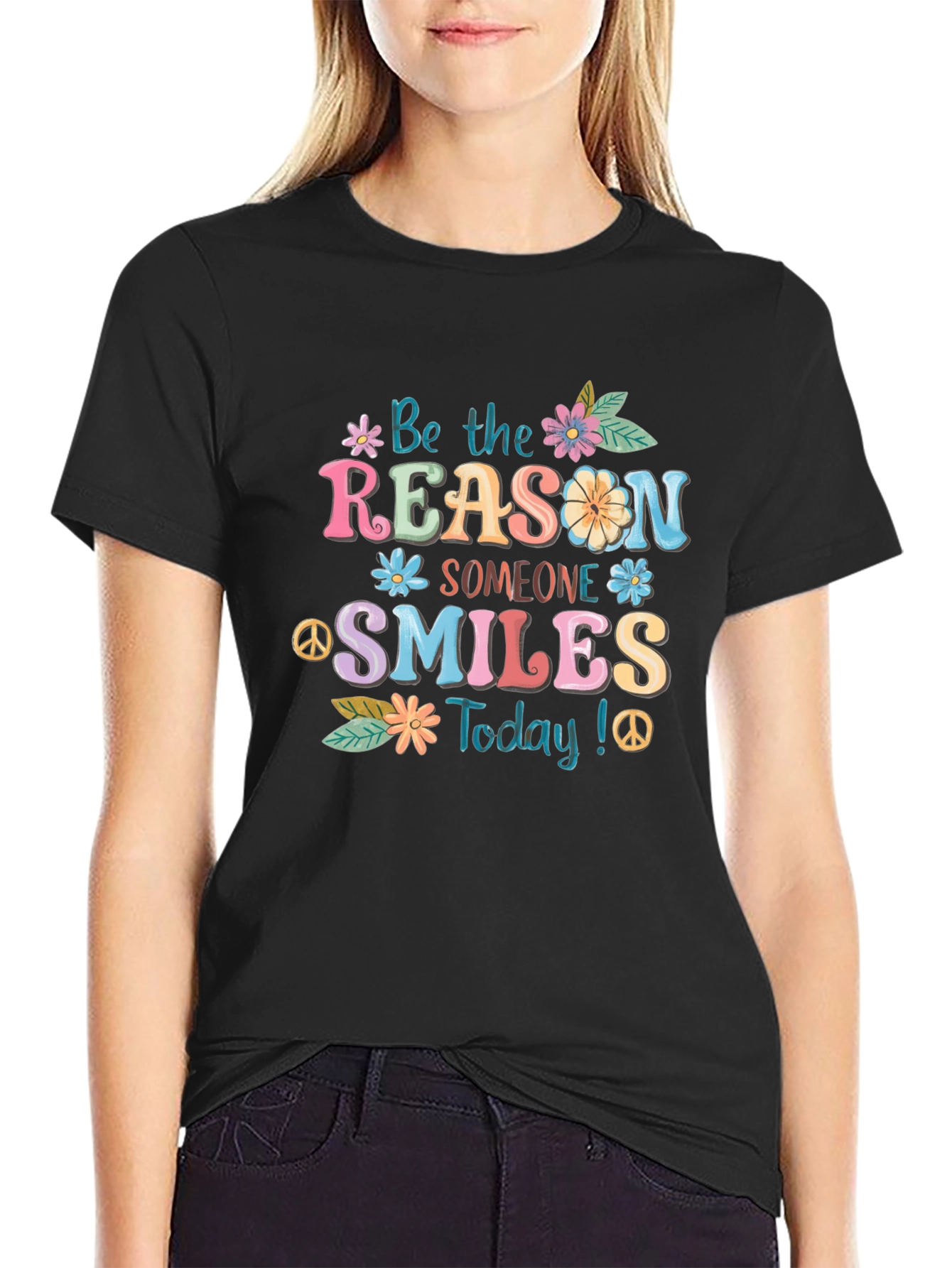 Black Be The Reason Someone Smiles T-Shirt view 2