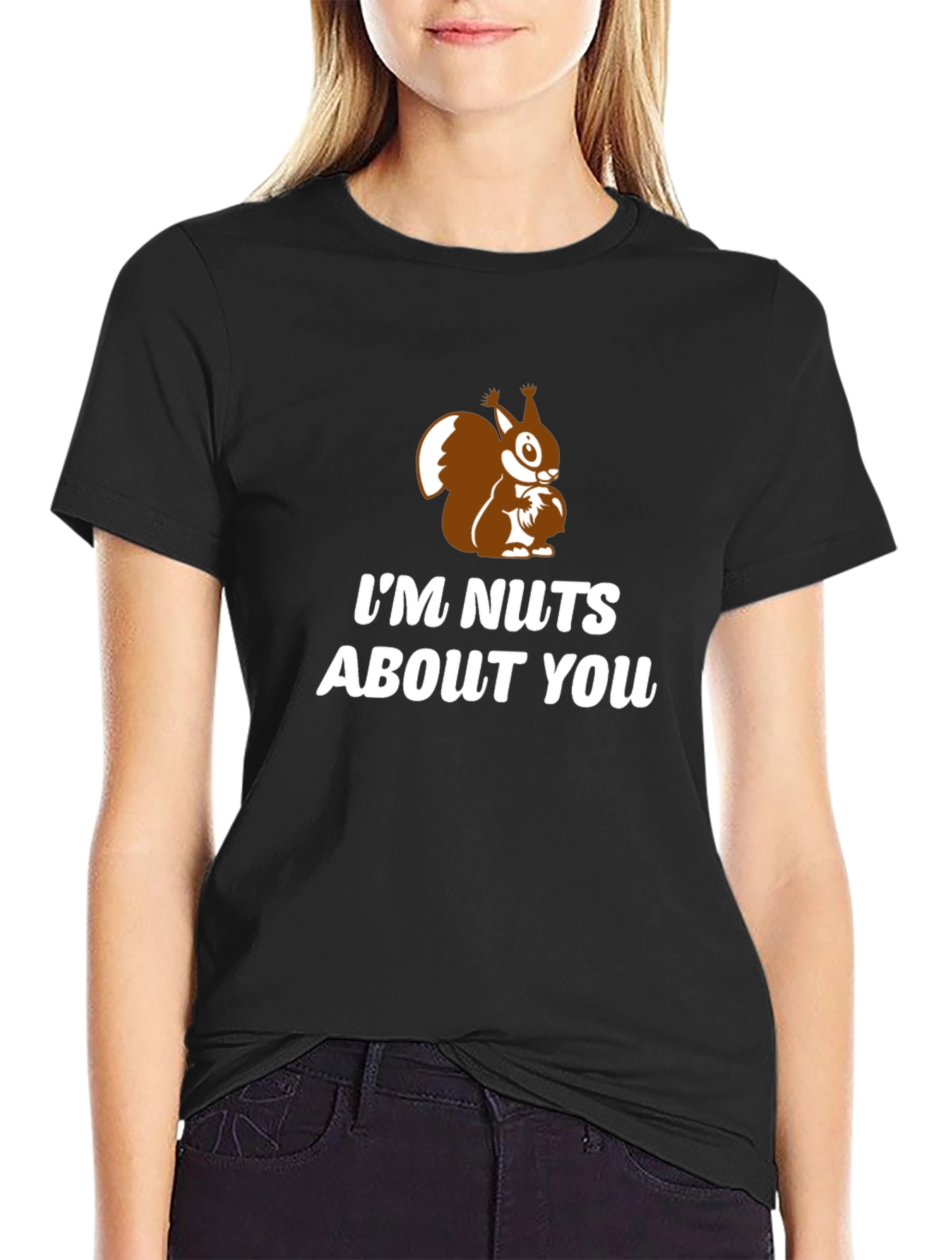 Black I'm Nuts About You Squirrel Graphic Tee view 2