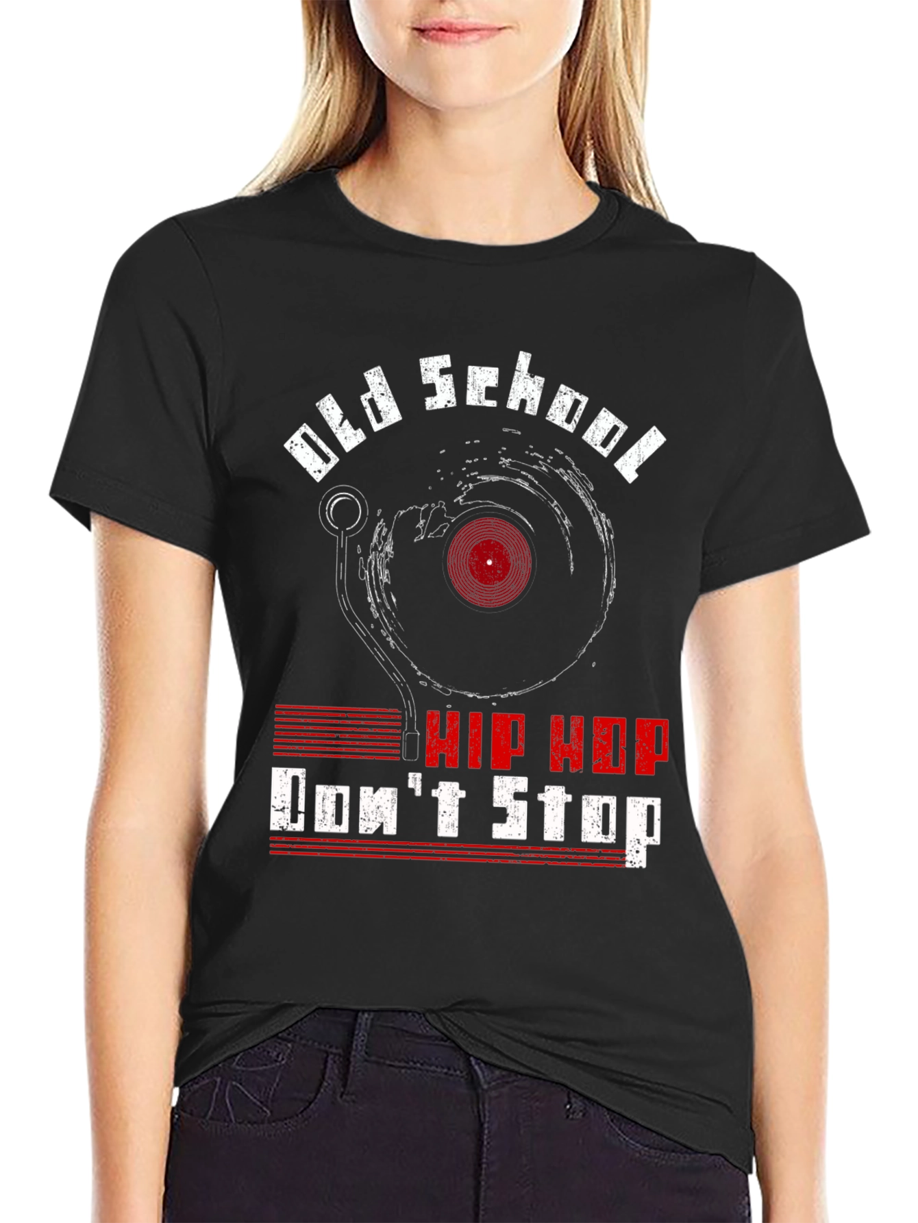 Black Old School Hip Hop T-Shirt - Don't Stop! view 2