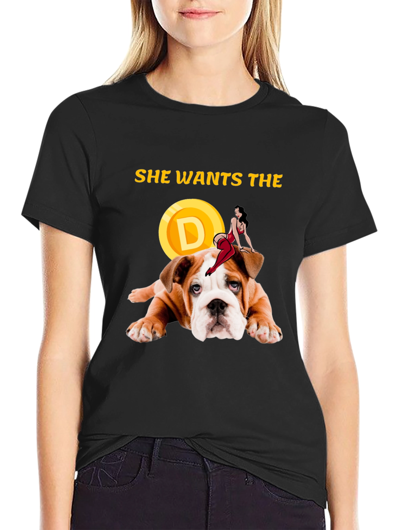 Black She Wants the D Bulldog Graphic Tee view 2