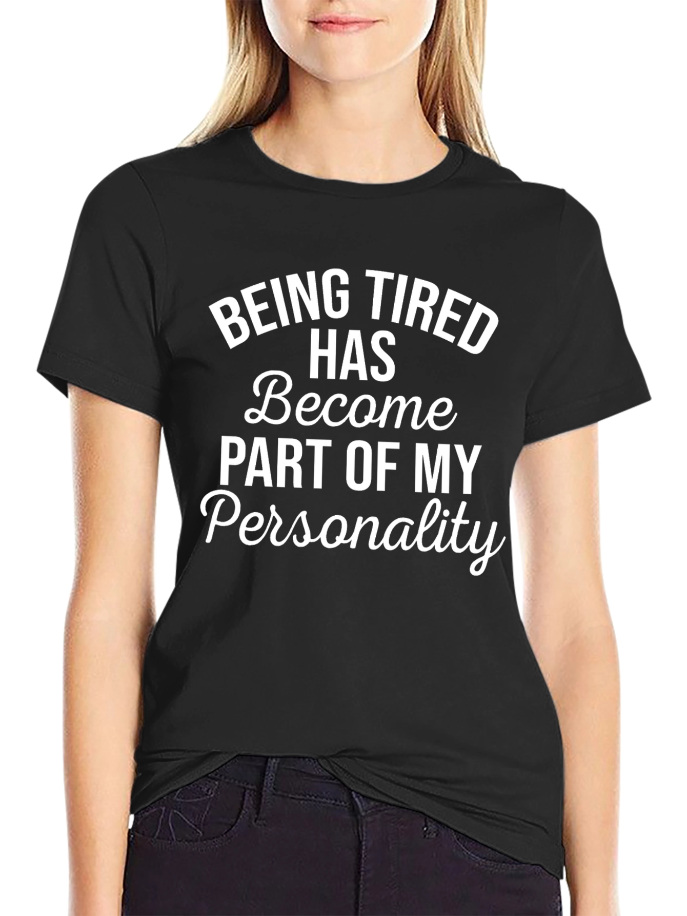 Black Being Tired Personality T-Shirt view 2