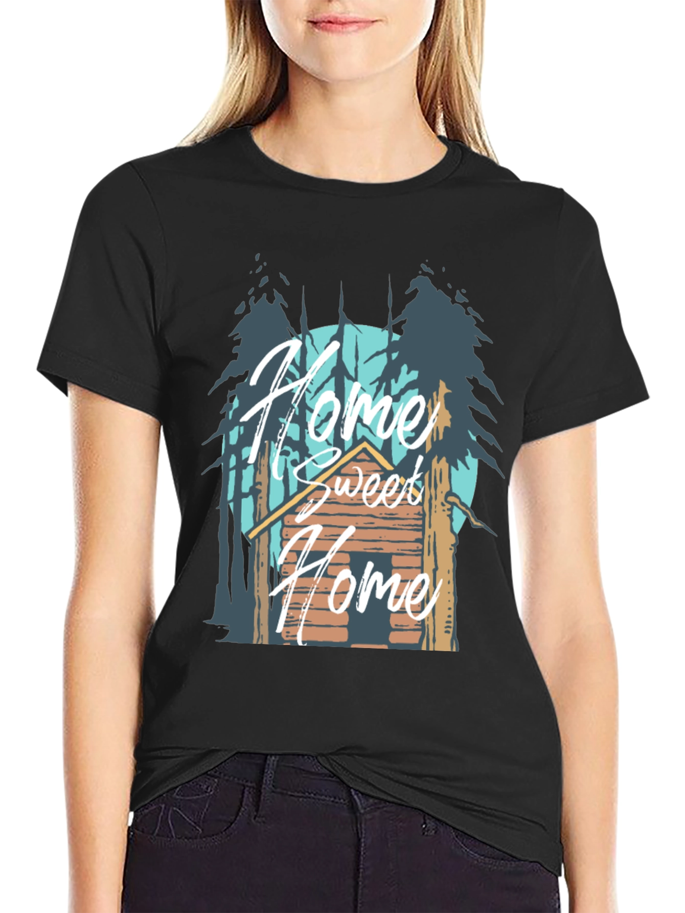 Black Home Sweet Home Cabin T-Shirt view 2