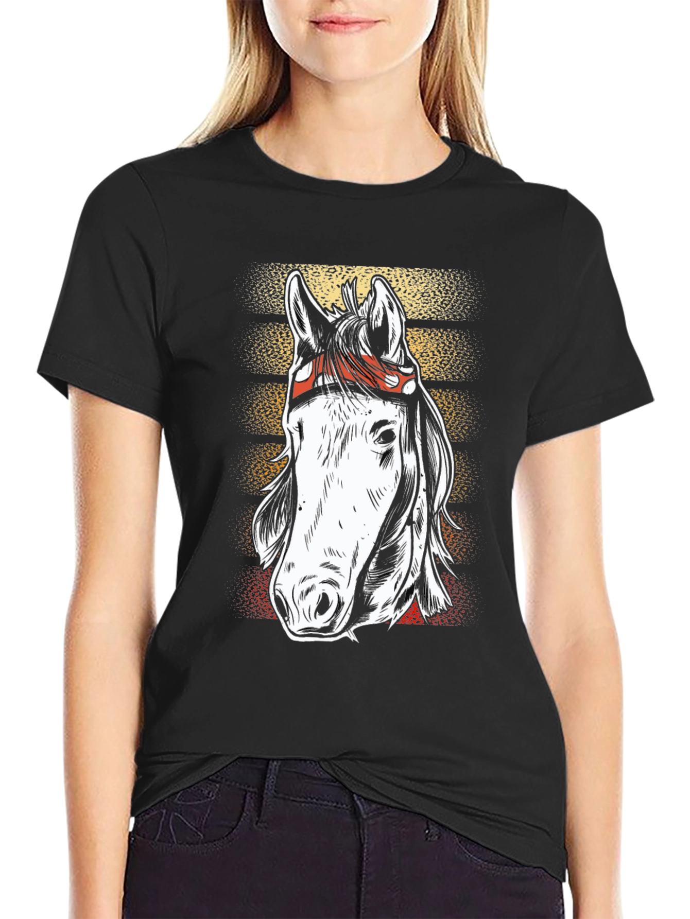 Black Horse Graphic Tee - Western Style view 2