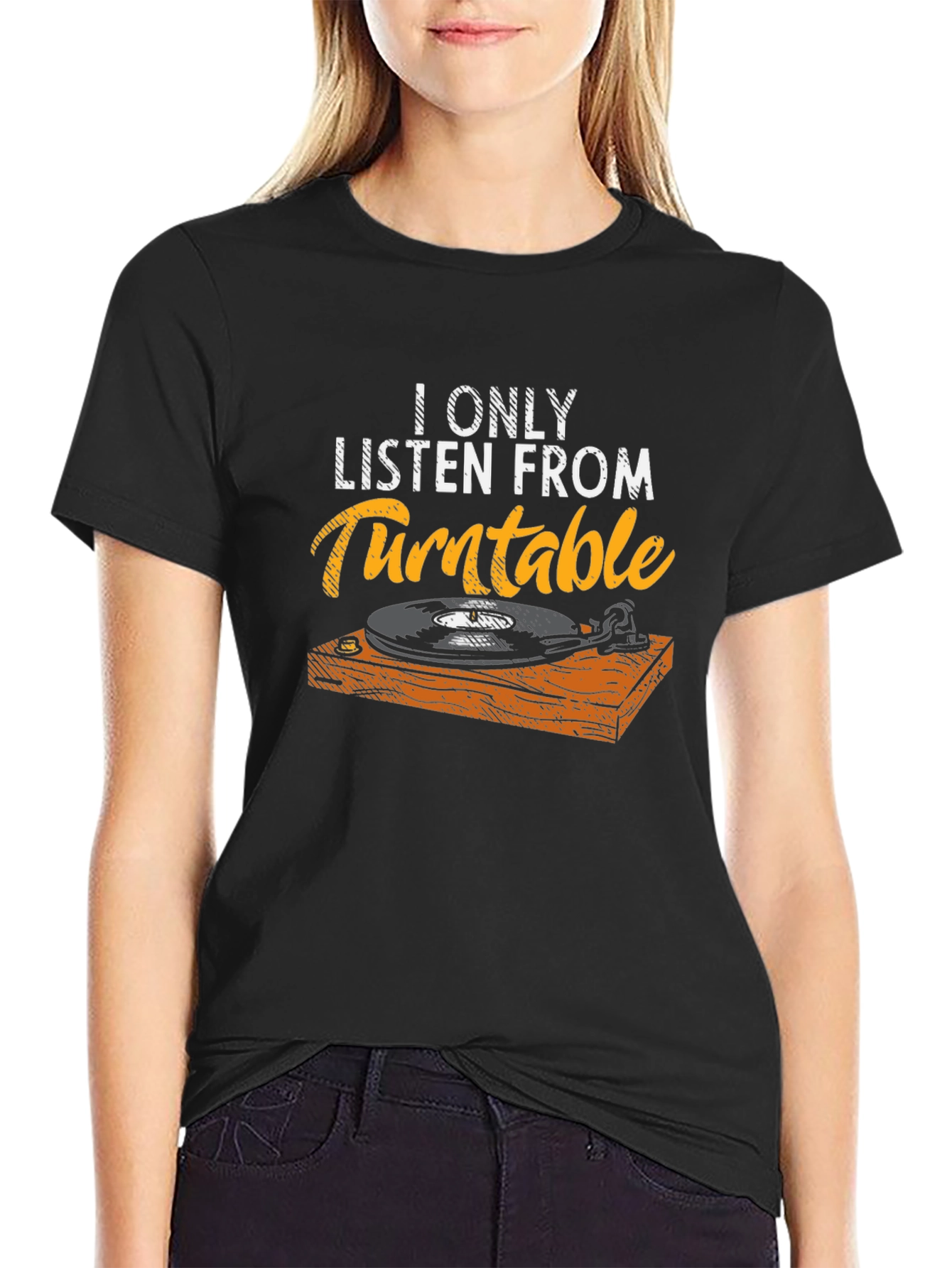Black Turntable Music Lover Graphic Tee - Retro Style view 2