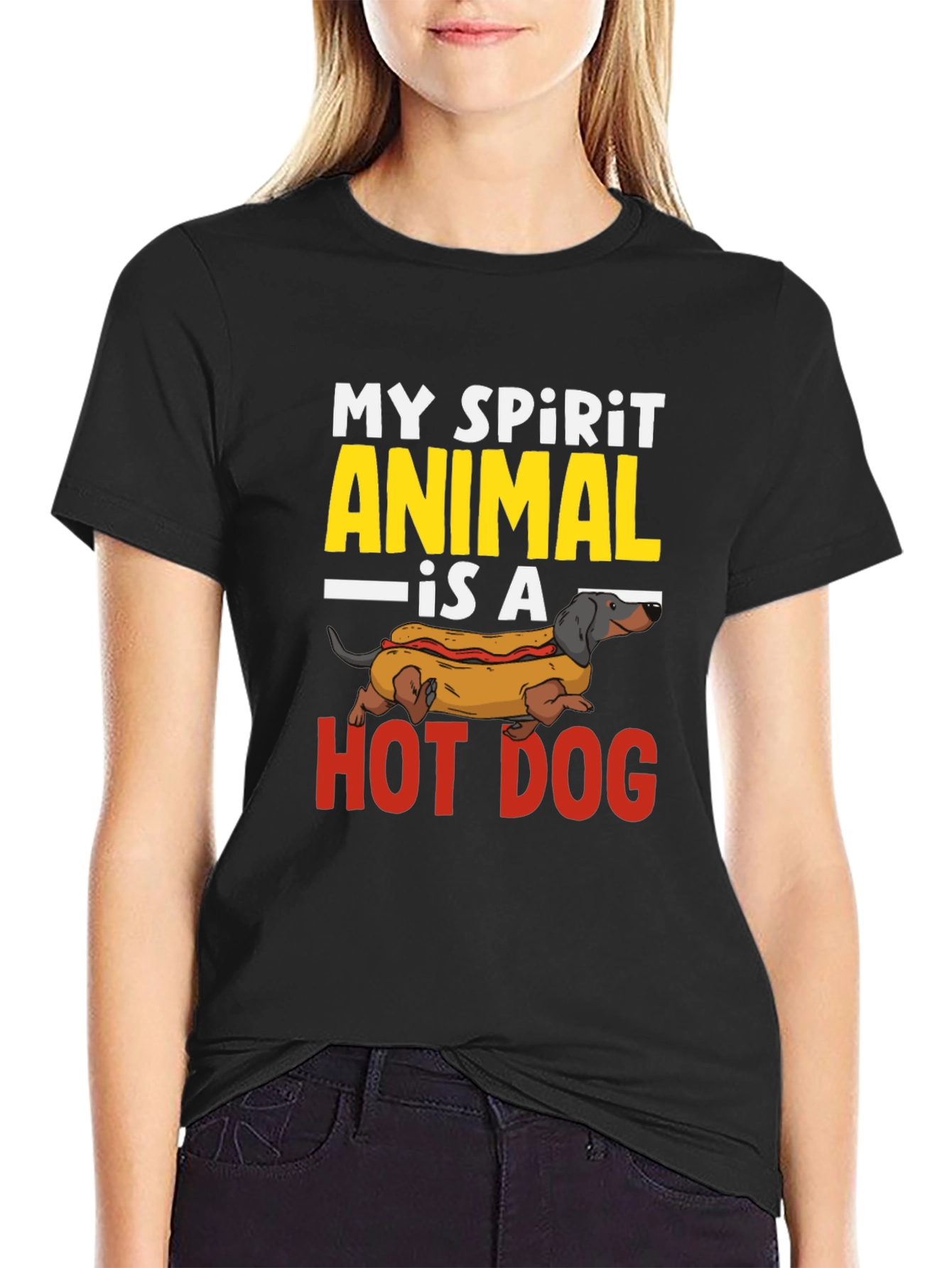 Black My Spirit Animal Hot Dog T-Shirt view 2