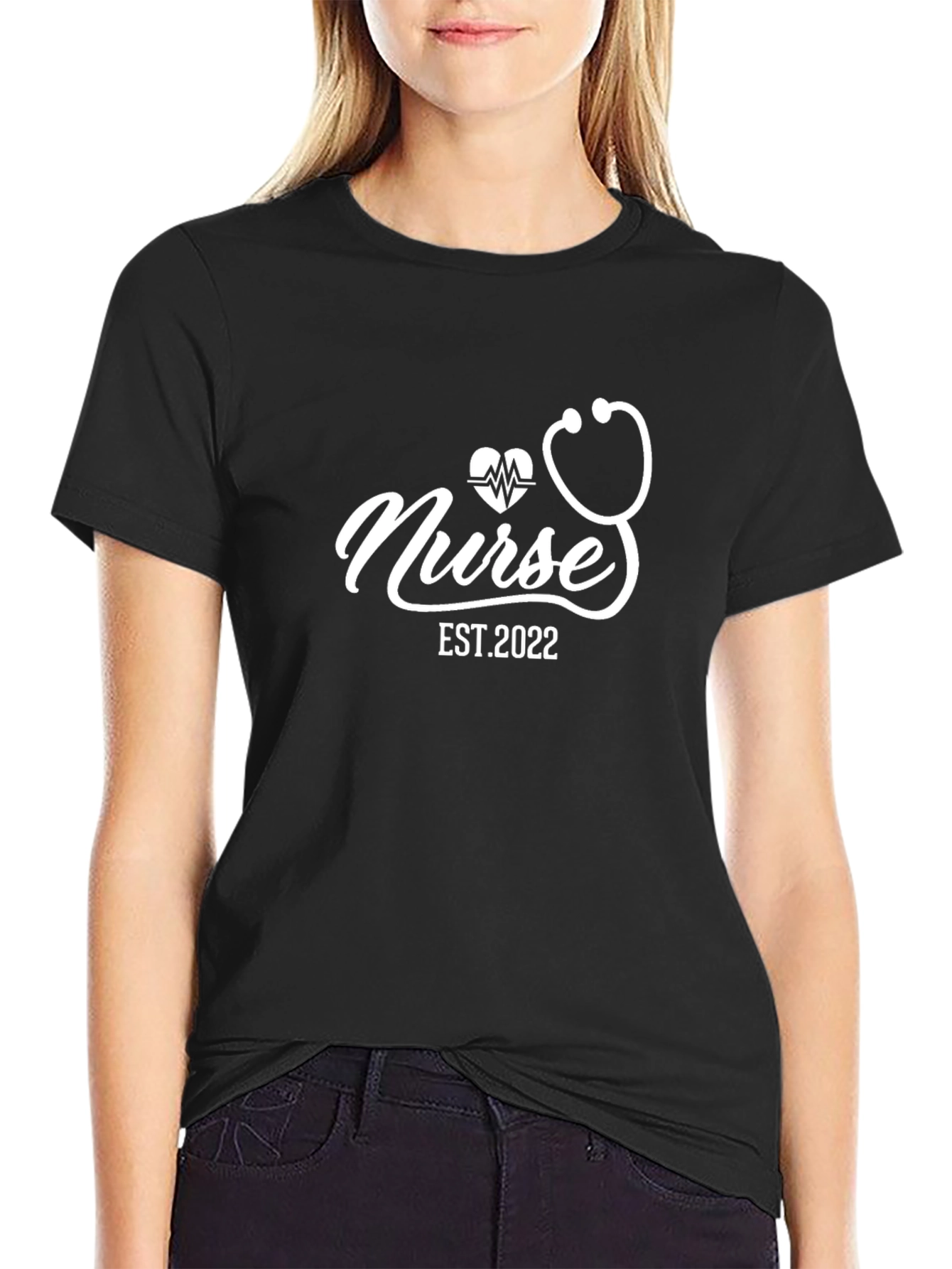 Black Nurse EST. 2022 Black T-Shirt - Medical Profession Tee view 2
