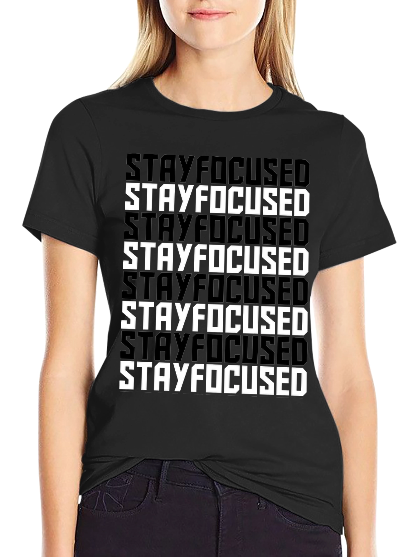 Black Stay Focused Graphic T-Shirt view 2