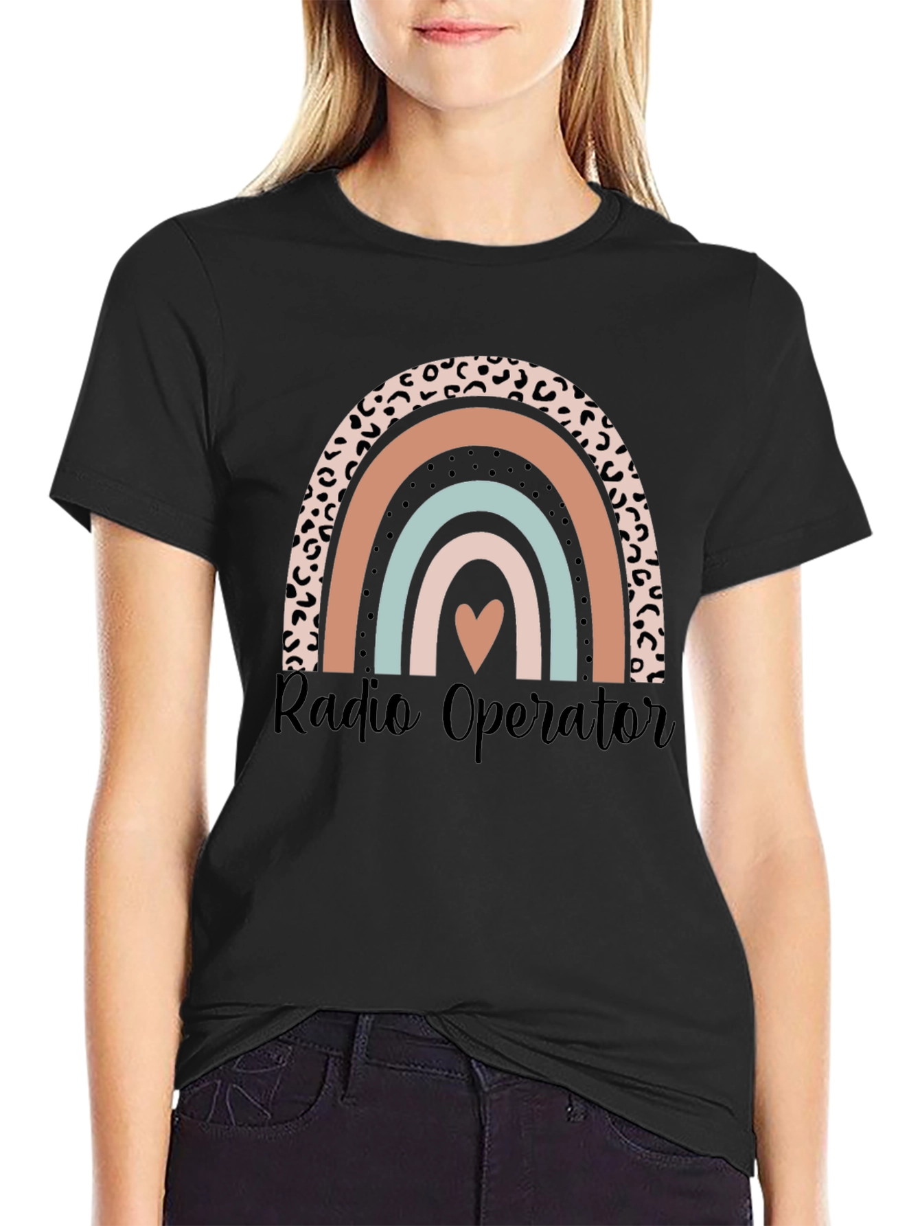 Black Radio Operator Rainbow Graphic Tee - Black view 2