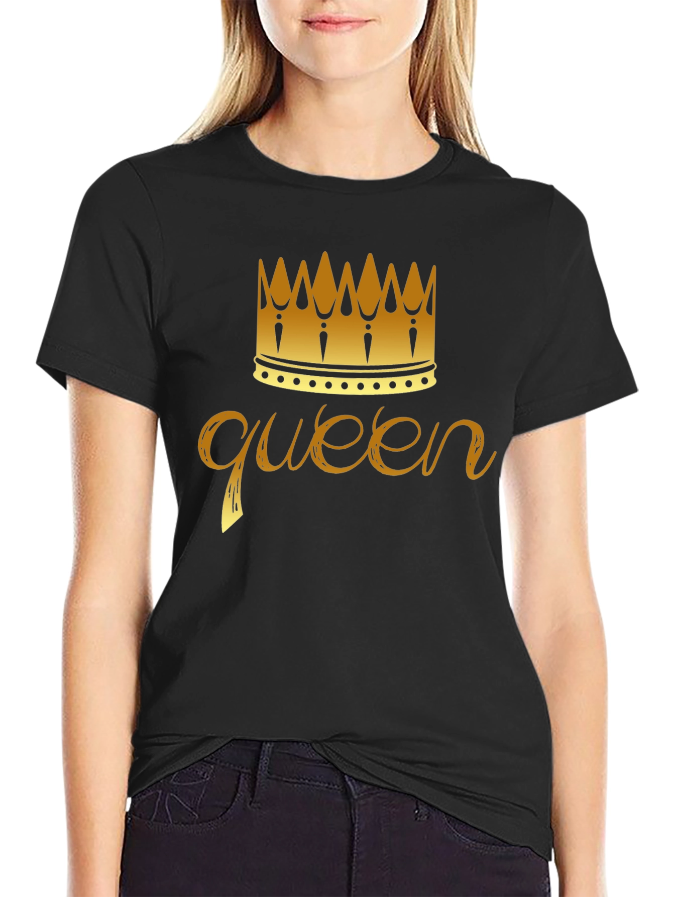 Queen Crown Graphic T-Shirt - Black - 2