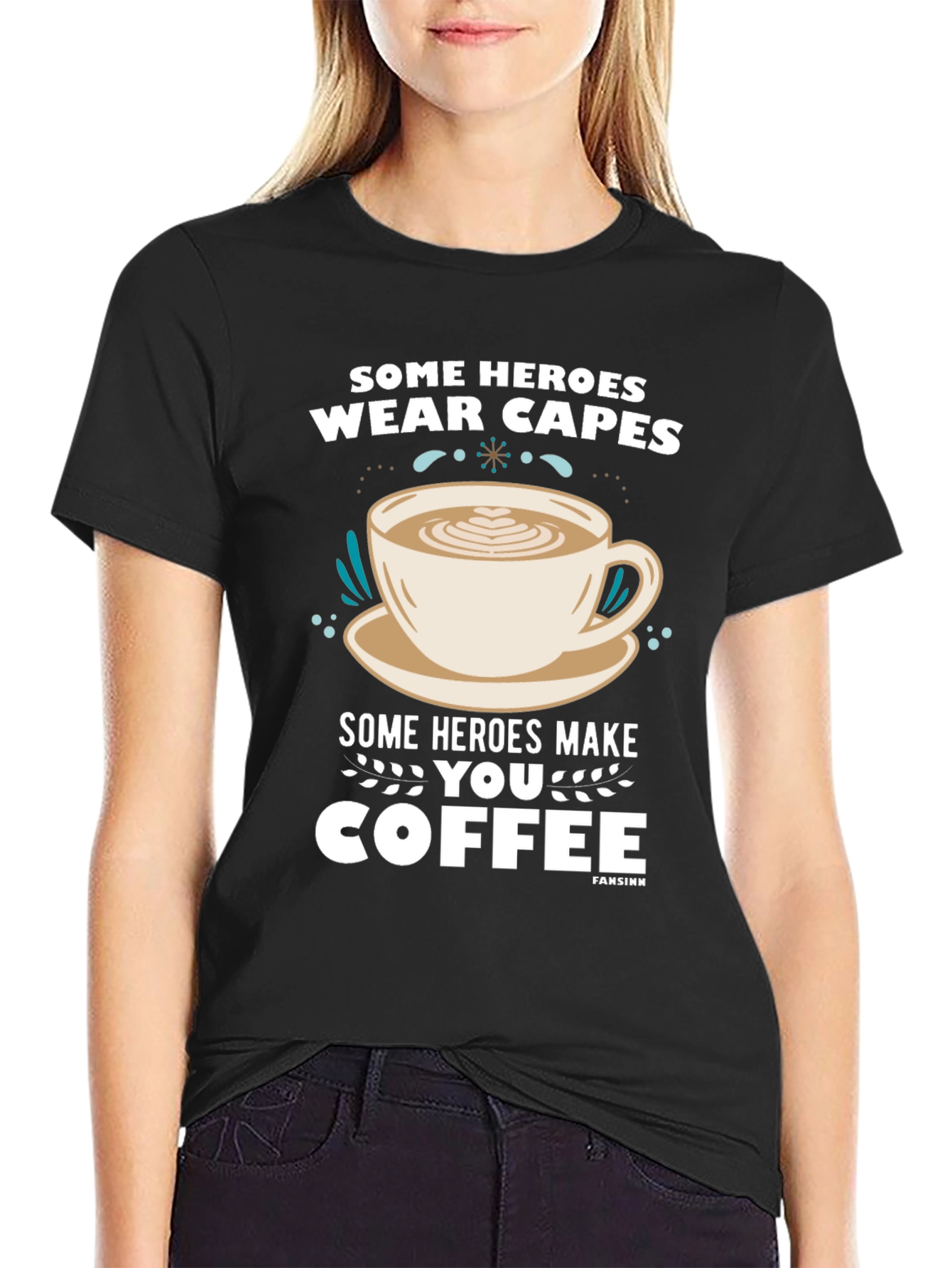 Black Some Heroes Coffee T-Shirt - Caffeine Hero Tee view 2
