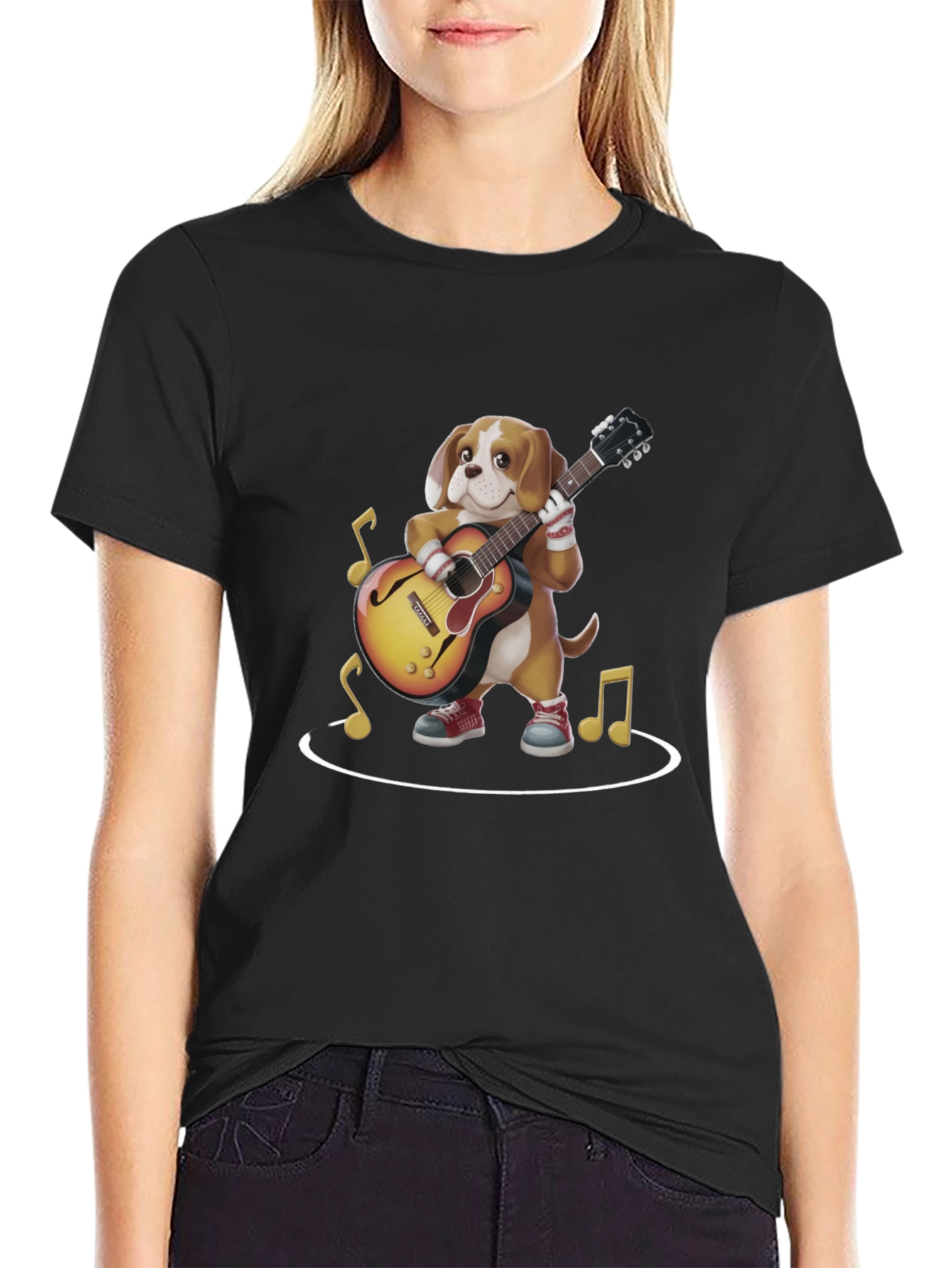 Dog Playing Guitar Graphic Tee - 2