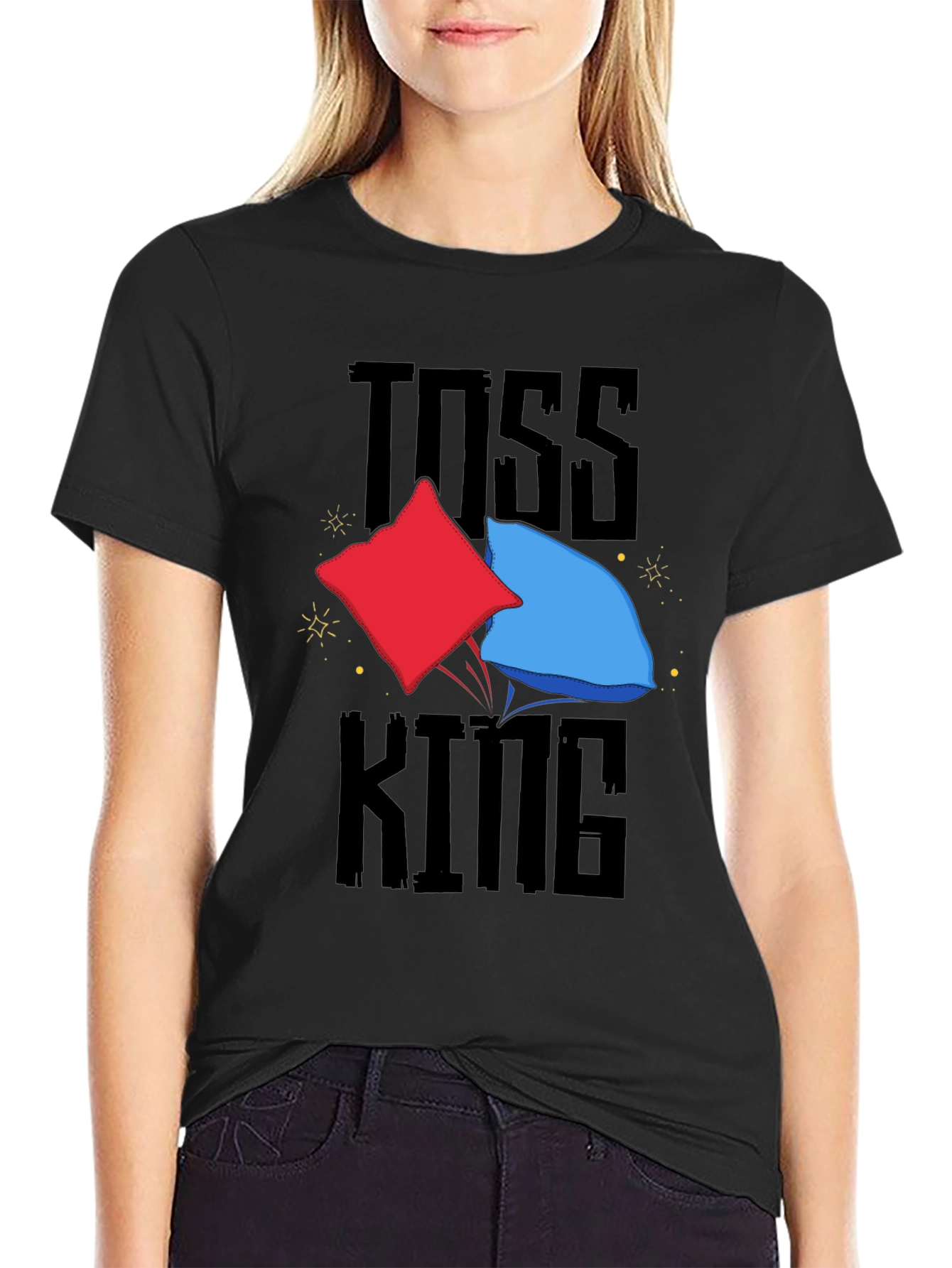 Black Toss King T-Shirt - Cornhole Fan Apparel view 2