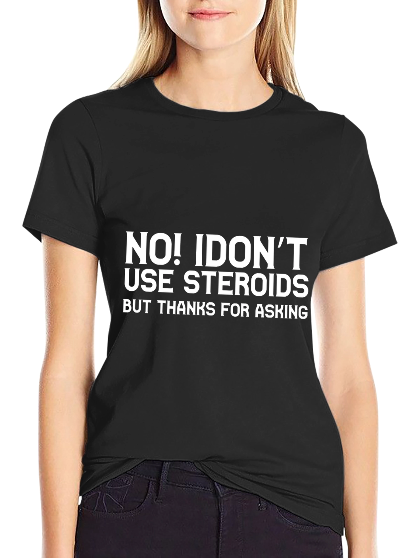 Black Funny Steroid T-Shirt - Sarcastic Gym Workout Tee view 2