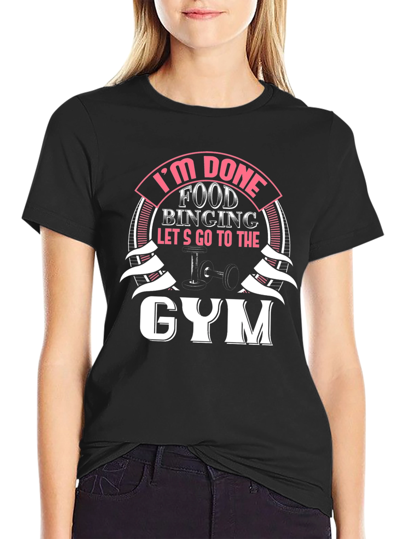 Black I'm Done Food Binging Gym T-Shirt view 2