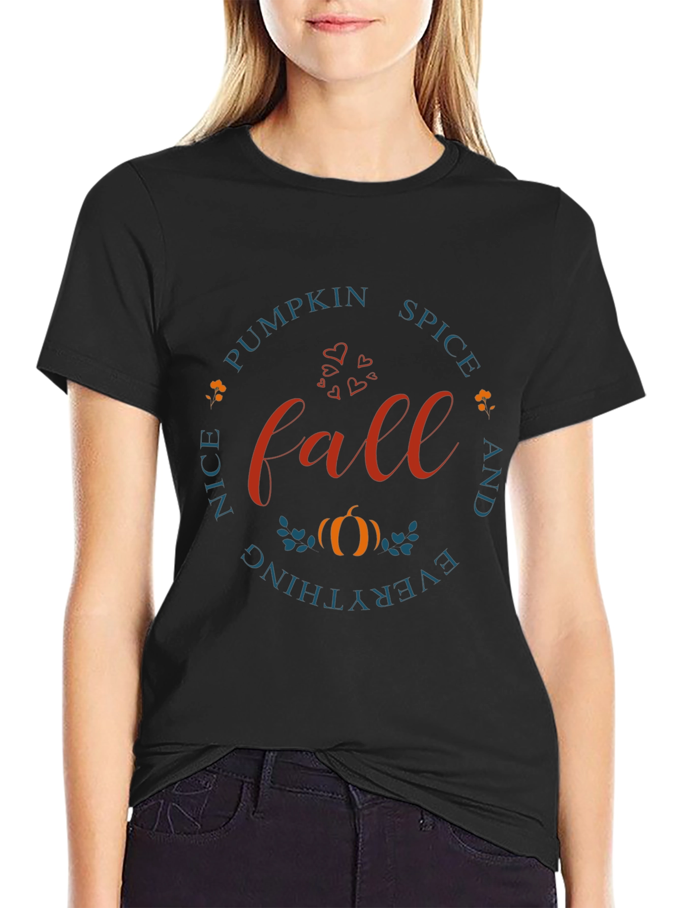 Black Fall Pumpkin Spice T-Shirt - Cozy Autumn Vibes view 2