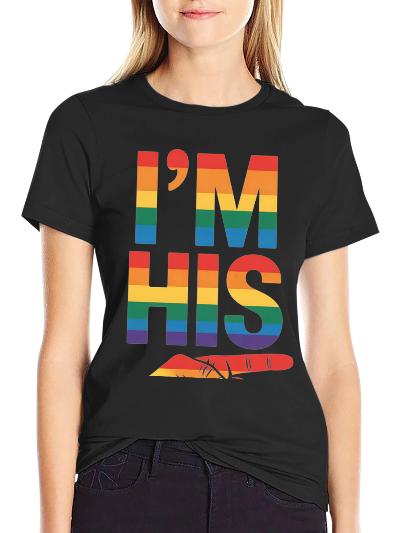 Black Pride 'I'm His' Rainbow Graphic Tee view 2