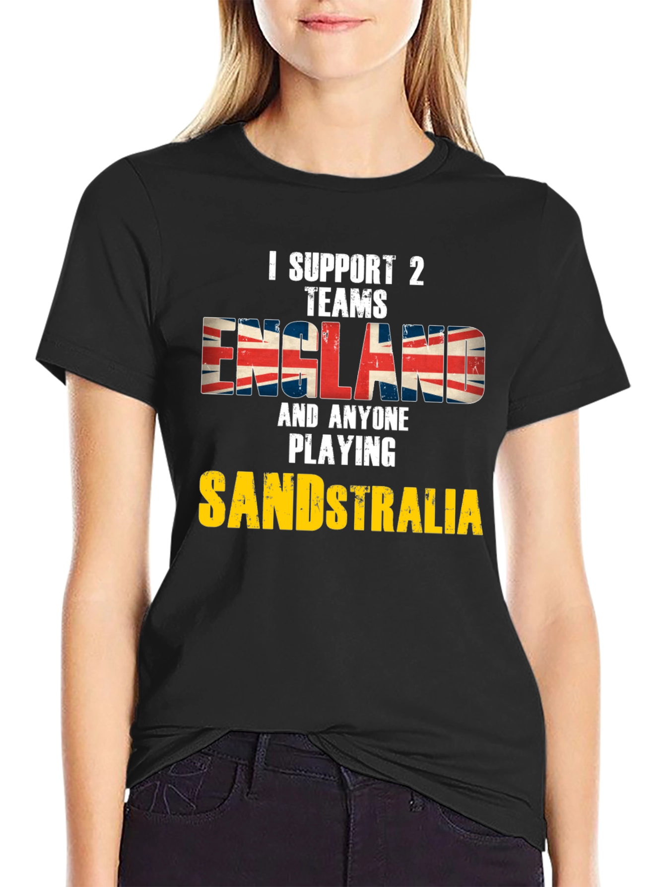 Black Funny England Cricket Fan T-Shirt view 2