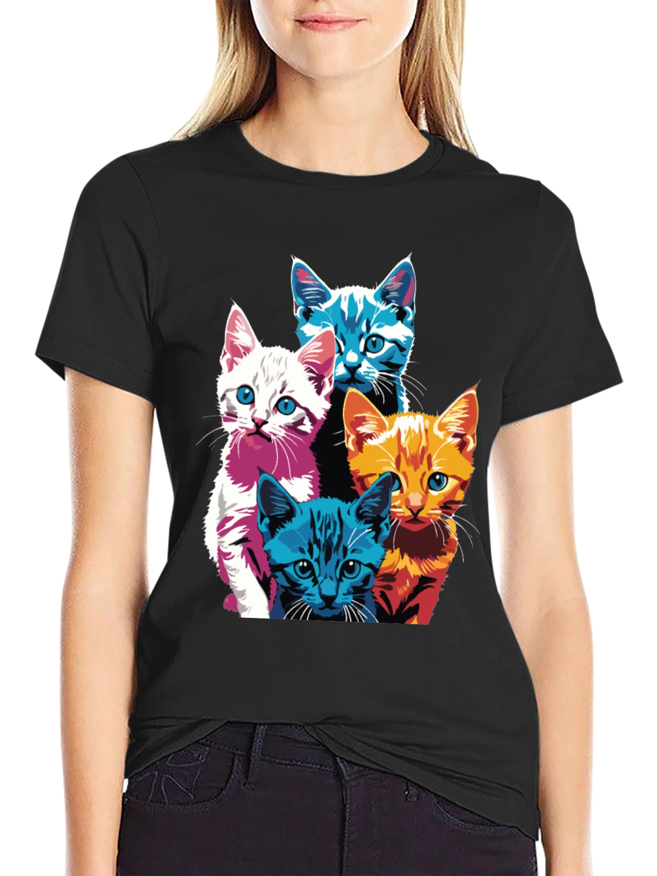 Black Cool Cats Graphic Tee - Black view 2