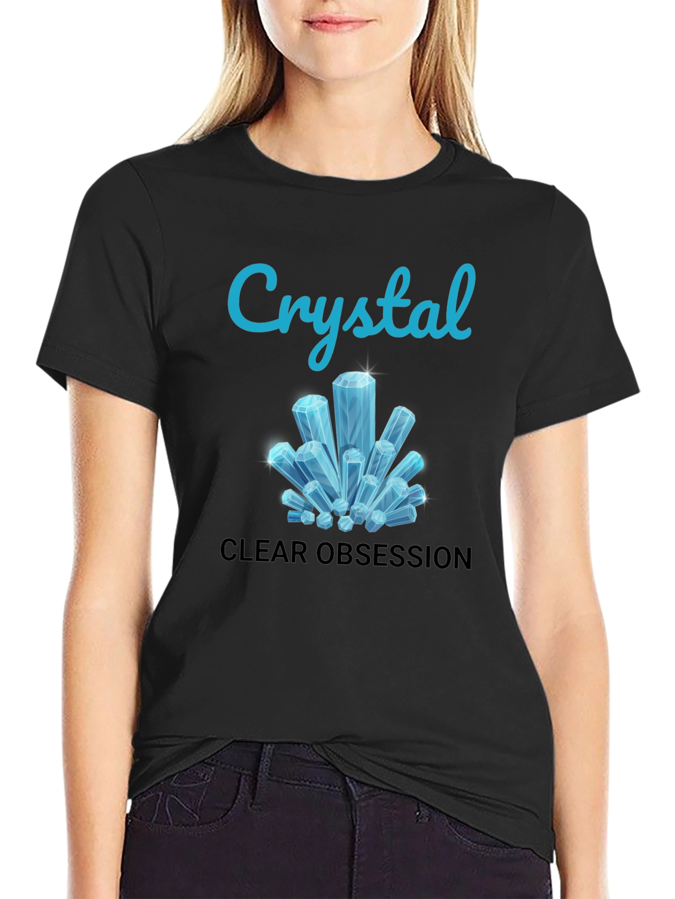 Black Crystal Clear Obsession Tee - Trendy Graphic Design view 2