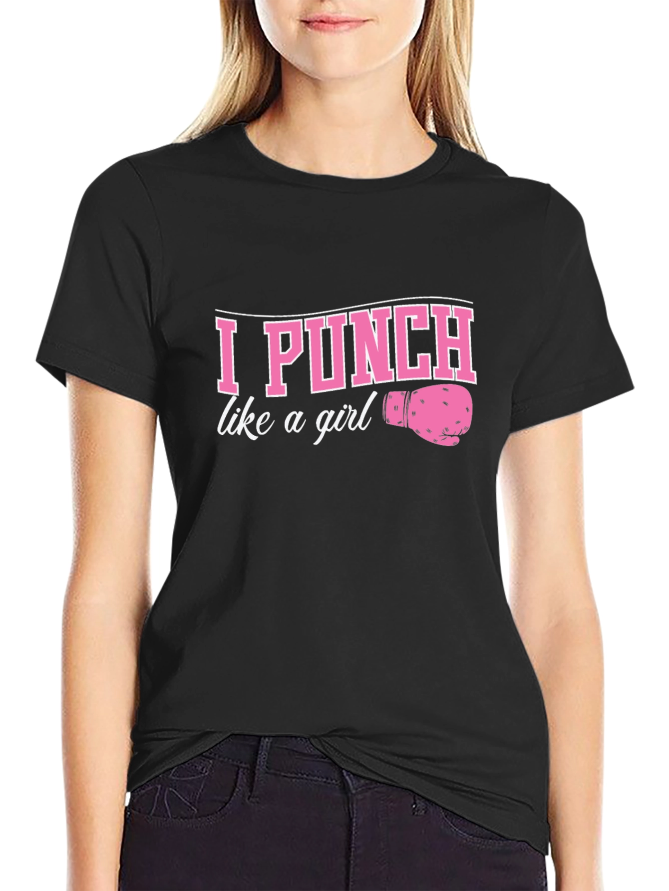 Black I Punch Like a Girl Boxing Tee view 2