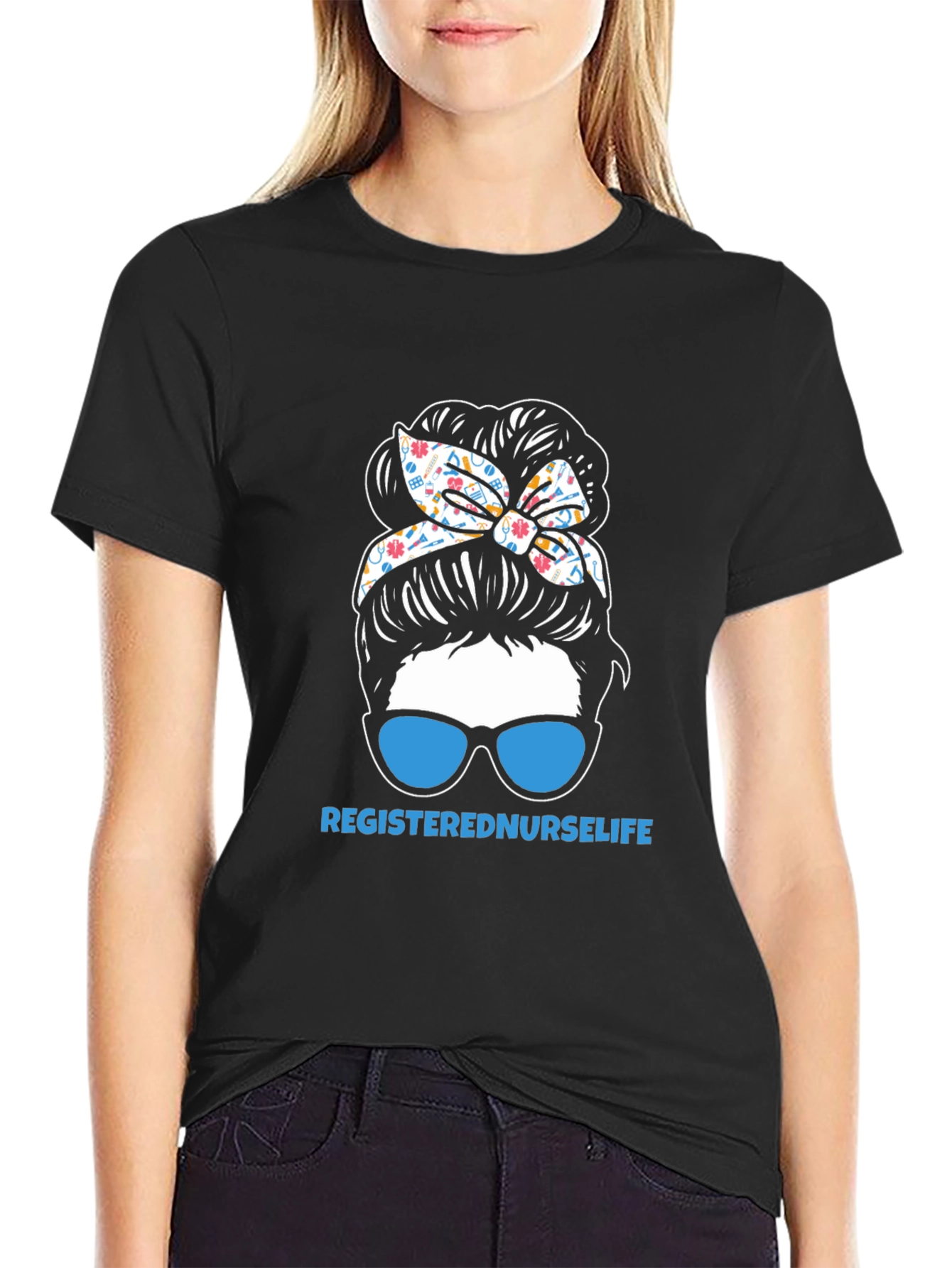Black Registered Nurse Life Graphic Tee view 2