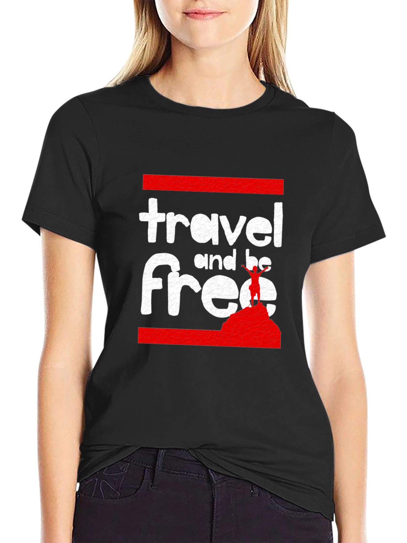 Black Travel and Be Free Black Graphic Tee view 2