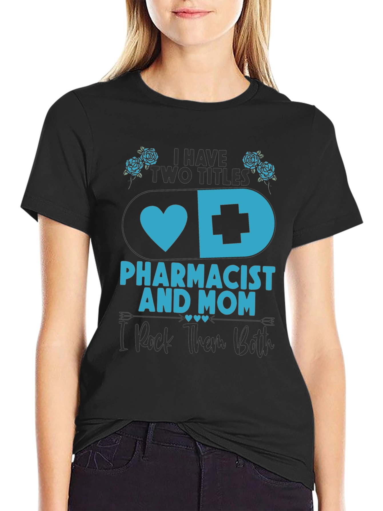 Black Pharmacist Mom T-Shirt - I Rock Them Both! view 2