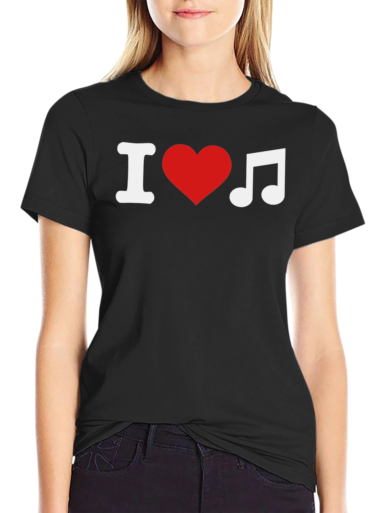 Black I Love Music Black T-Shirt view 2