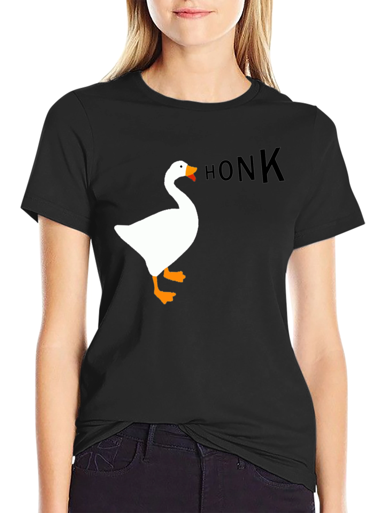 Black Honk Goose Graphic Tee - Black Unisex T-Shirt view 2