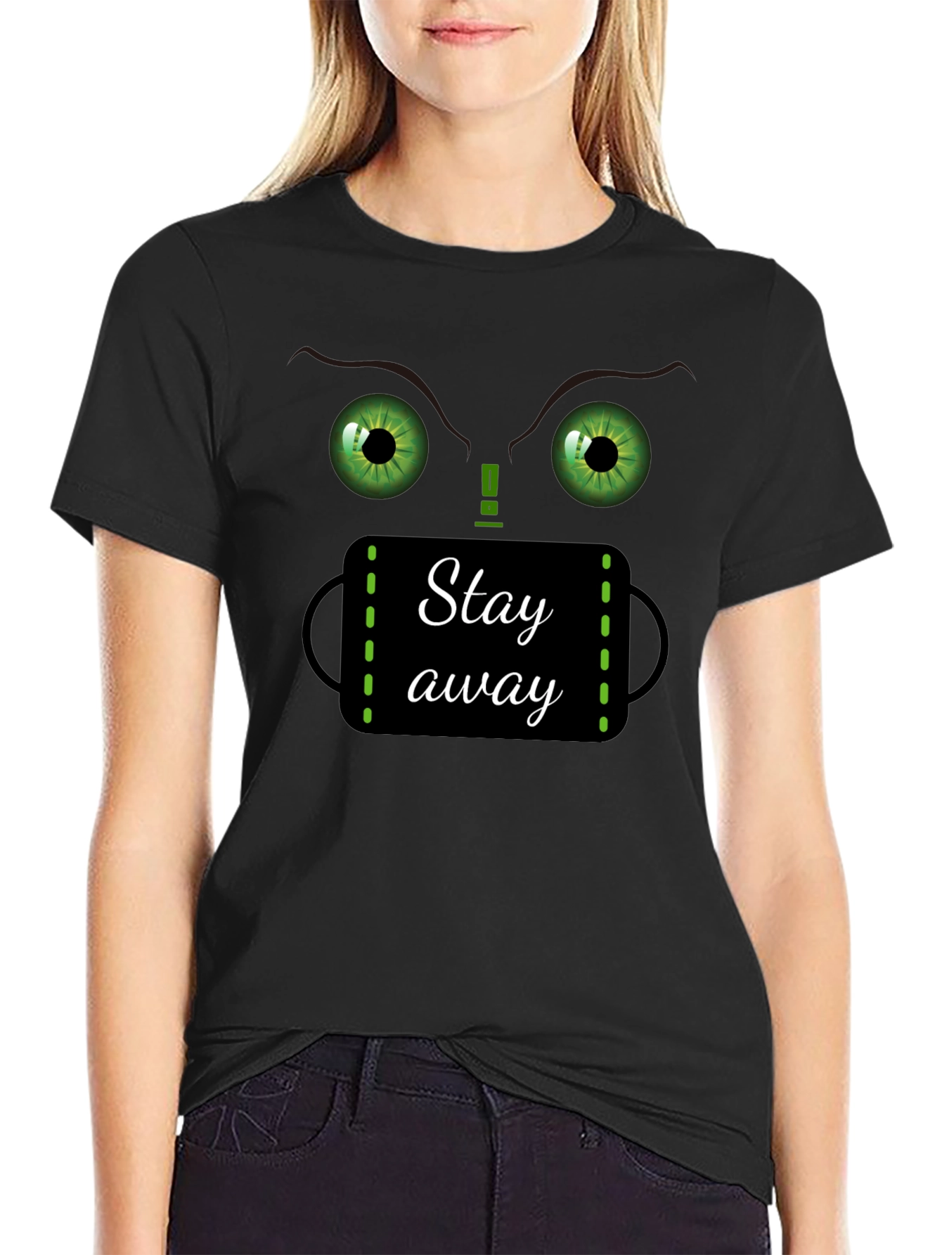 Black Stay Away Graphic T-Shirt - Funny Novelty Tee view 2