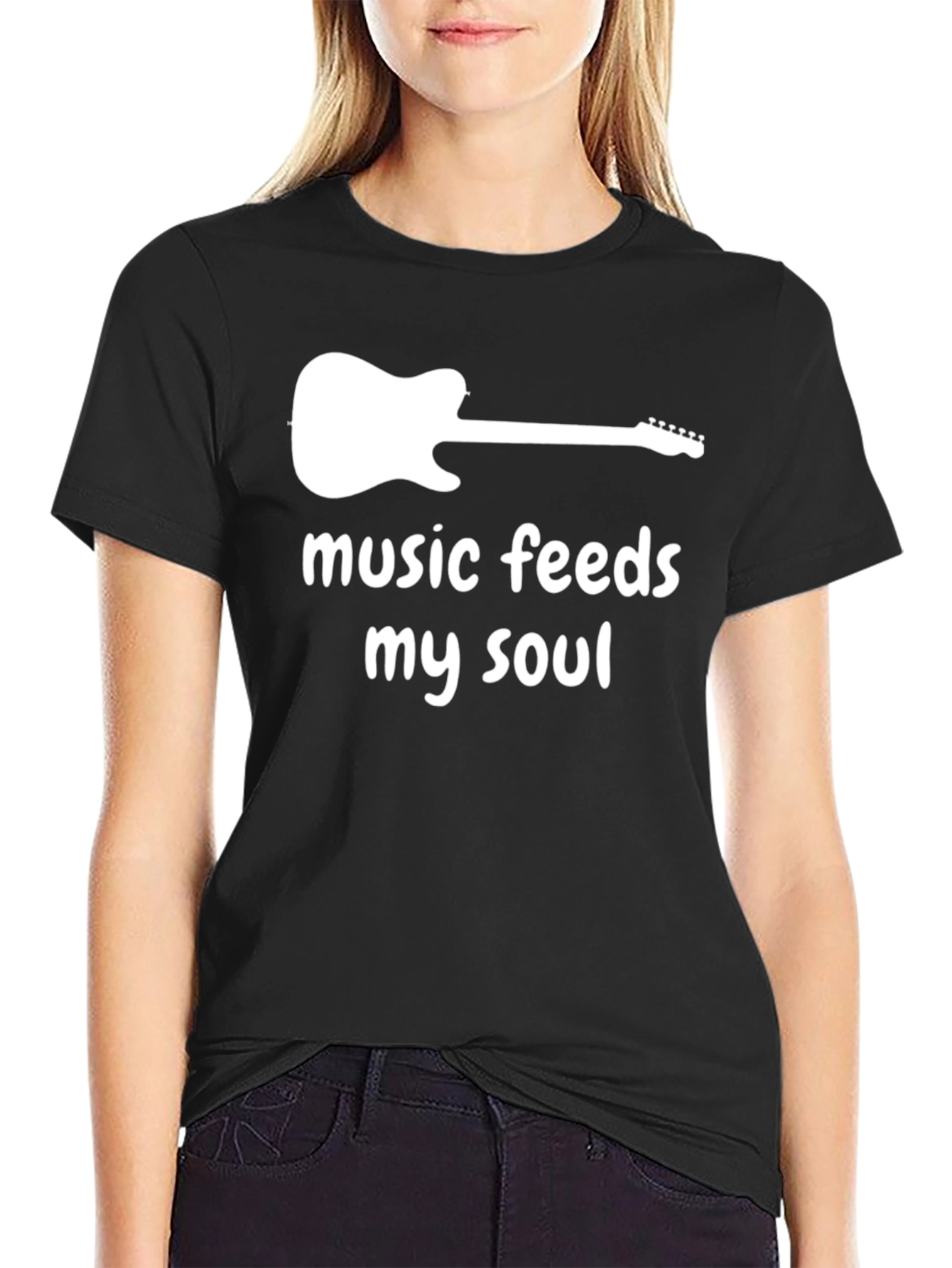 Black Music Feeds My Soul Guitar T-Shirt view 2